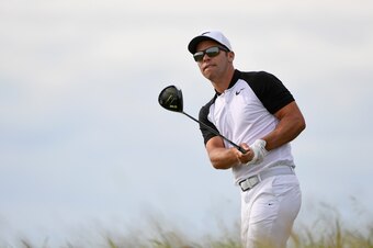 HARTFORD, WI - JUNE 16:  Paul Casey of England plays his shot from the tenth tee during the second round of the 2017 U.S. Open at Erin Hills on June 16, 2017 in Hartford, Wisconsin.  (Photo by Ross Kinnaird/Getty Images)