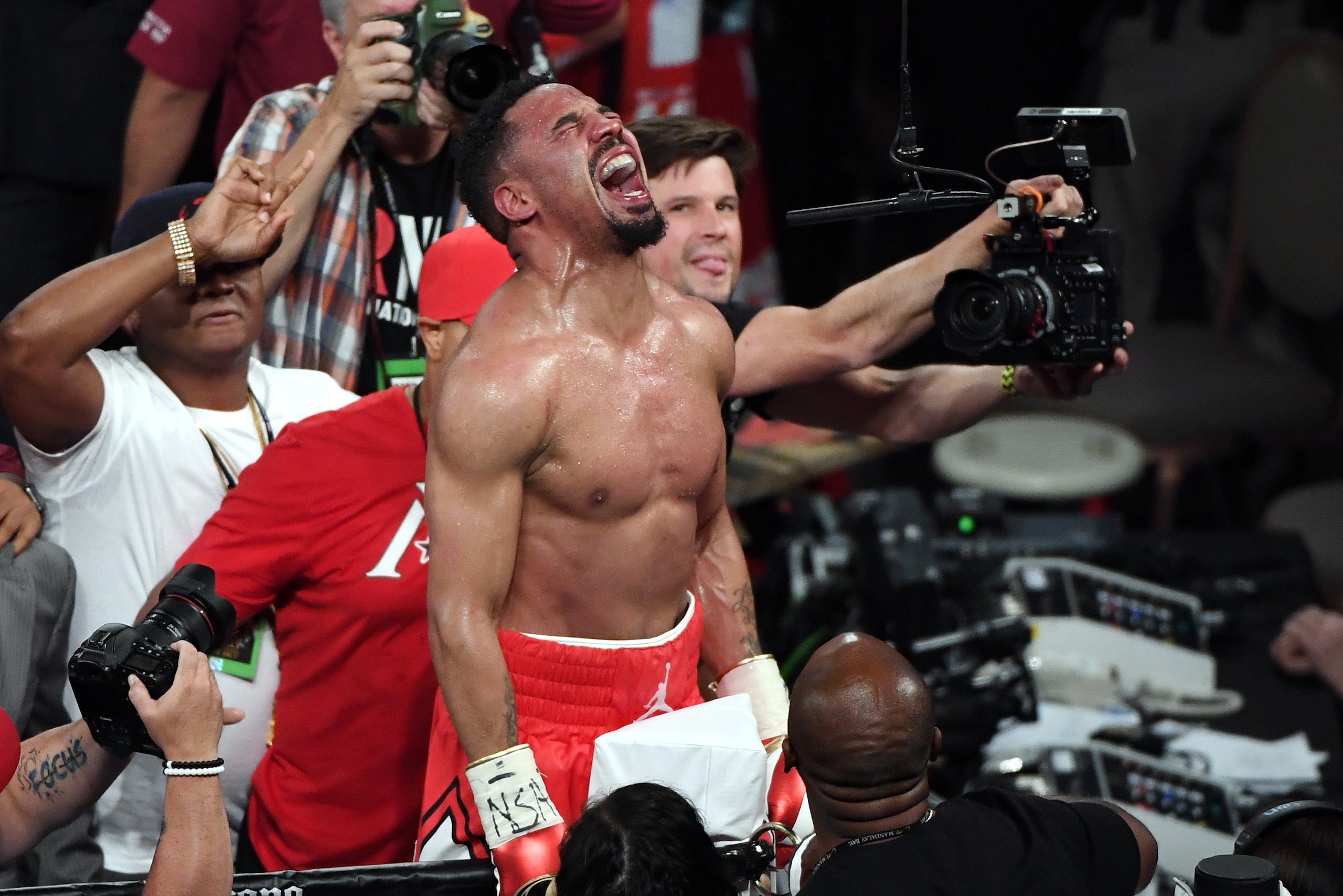 LAS VEGAS, NV - JUNE 17: Andre Ward celebrates after winning his light heavyweight championship bout against Sergey Kovalev at the Mandalay Bay Events Center on June 17, 2017 in Las Vegas, Nevada. Ward retained his WBA/IBF/WBO titles with a TKO in the ei LAS VEGAS, NV - JUNE 17: Andre Ward celebrates after winning his light heavyweight championship bout against Sergey Kovalev at the Mandalay Bay Events Center on June 17, 2017 in Las Vegas, Nevada. Ward retained his WBA/IBF/WBO titles with a TKO in the ei