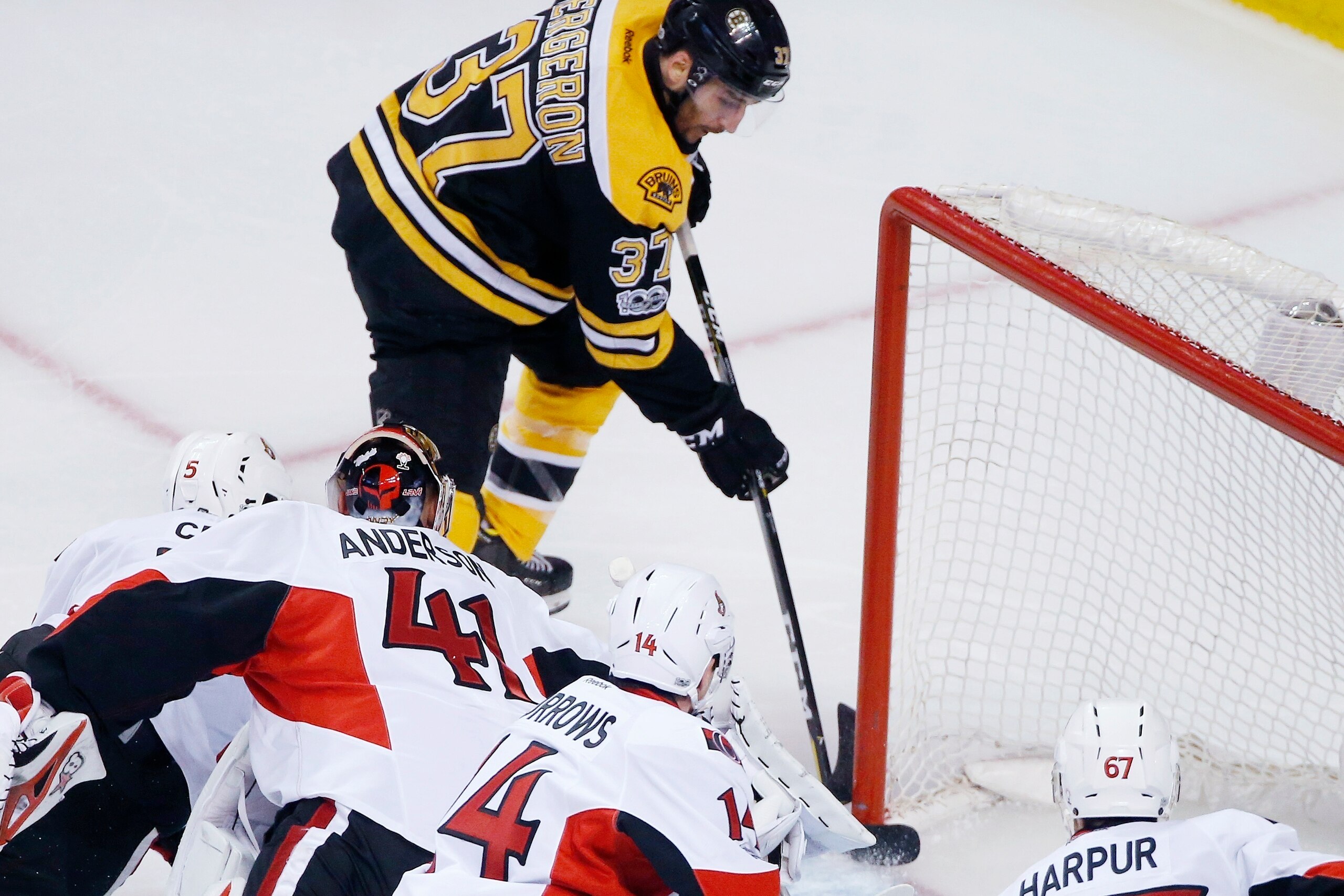Patrice Bergeron is almost always in the right place at the right time for the Bruins.