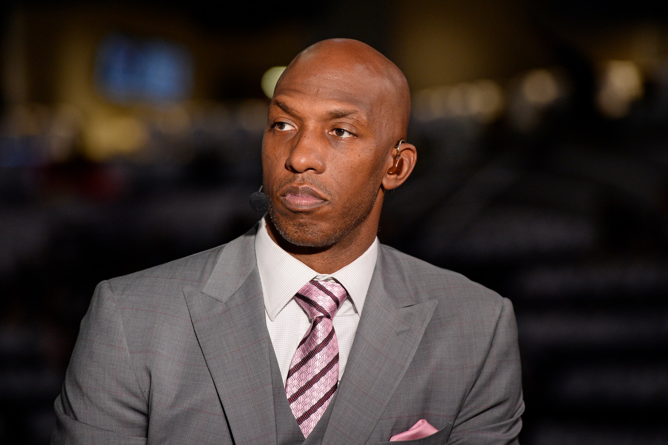 SAN ANTONIO, TX - MAY 22:  ESPN Analyst, Chauncey Billups does a segment before Game Four of the Western Conference Finals between the Golden State Warriors and the San Antonio Spurs during the 2017 NBA Playoffs on MAY 22, 2017 at the AT&T Center in San A
