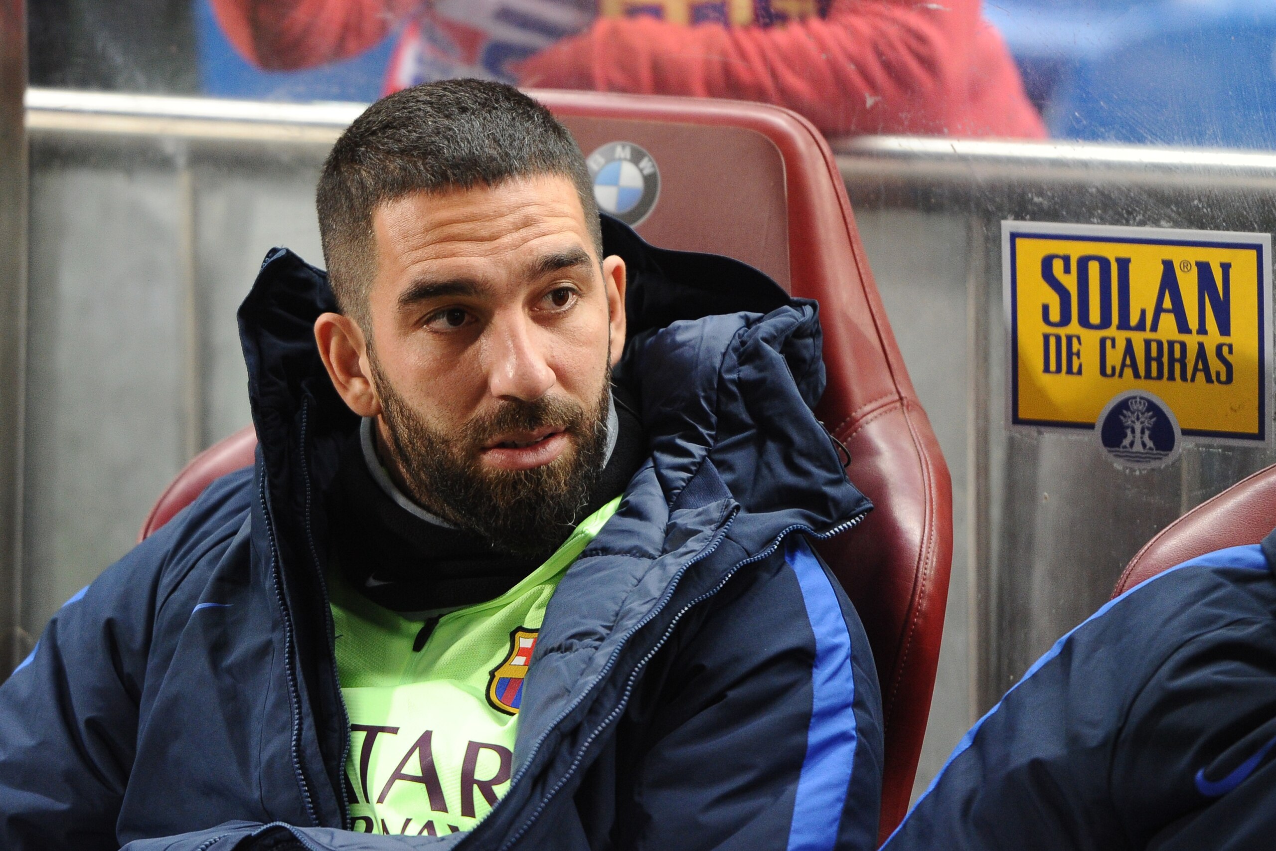 MADRID, SPAIN - FEBRUARY 01:  Arda Turan, #7 of FC Barcelona before the Copa Del Rey Semi-final first Leg match between Atletico Madrid v FC Barcelona at  Vicente Calderon on February 01, 2017 in Madrid, Spain. (Photo by Sonia Canada/Getty Images)