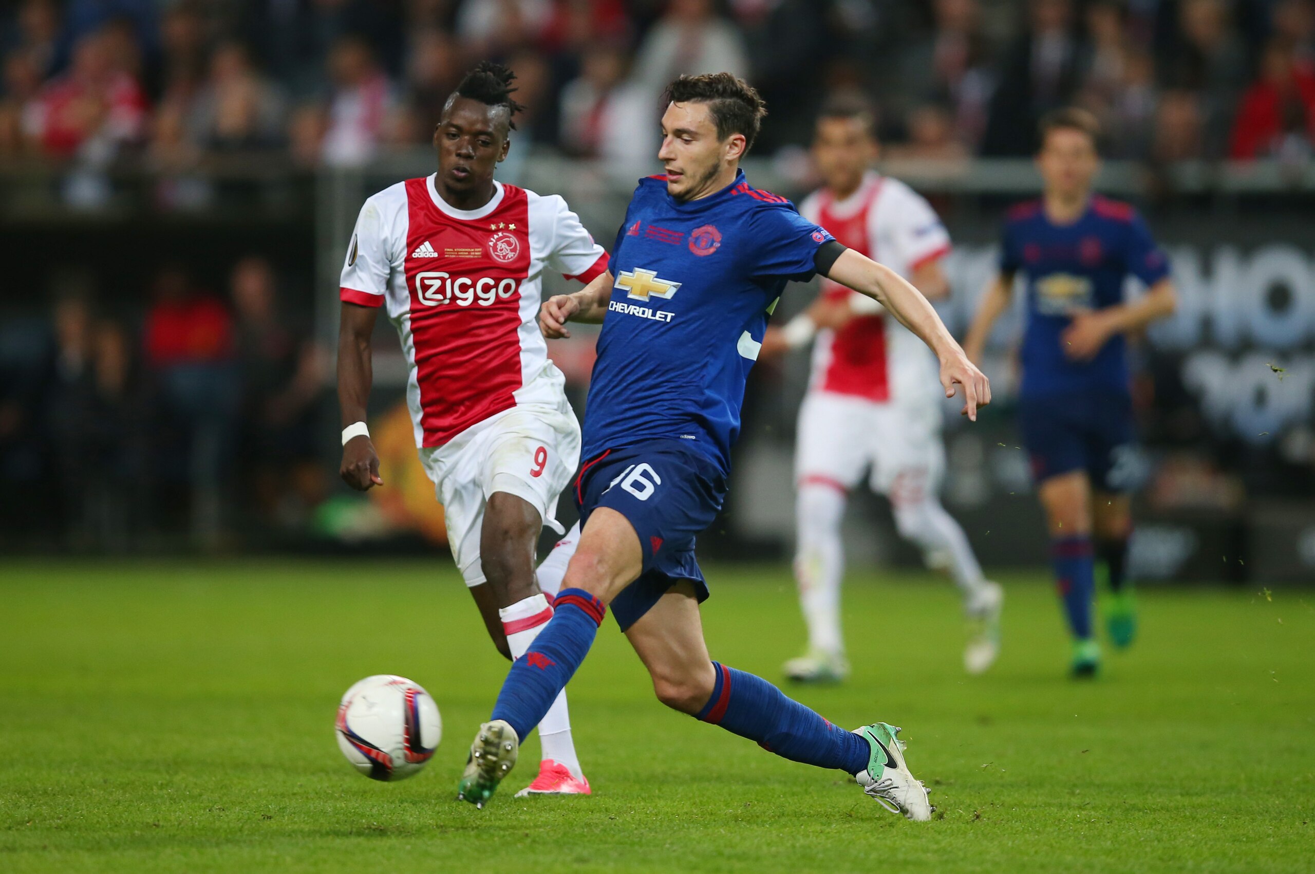 STOCKHOLM, SWEDEN - MAY 24: Bertrand Traore of Ajax and Matteo Darmian of Manchester United during the UEFA Europa League Final match between Ajax and Manchester United at Friends Arena on May 24, 2017 in Stockholm, Sweden. (Photo by Catherine Ivill - AM STOCKHOLM, SWEDEN - MAY 24: Bertrand Traore of Ajax and Matteo Darmian of Manchester United during the UEFA Europa League Final match between Ajax and Manchester United at Friends Arena on May 24, 2017 in Stockholm, Sweden. (Photo by Catherine Ivill - AM