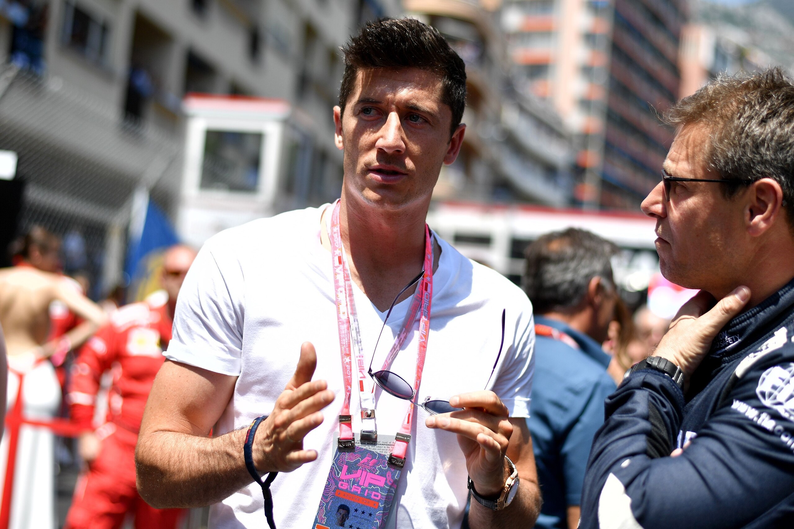 Bayern Munich's Polish striker Robert Lewandowski is pictured ahead the Monaco Formula 1 Grand Prix at the Monaco street circuit, on May 28, 2017 in Monaco. / AFP PHOTO / ANDREJ ISAKOVIC (Photo credit should read ANDREJ ISAKOVIC/AFP/Getty Images) Bayern Munich's Polish striker Robert Lewandowski is pictured ahead the Monaco Formula 1 Grand Prix at the Monaco street circuit, on May 28, 2017 in Monaco. / AFP PHOTO / ANDREJ ISAKOVIC (Photo credit should read ANDREJ ISAKOVIC/AFP/Getty Images)