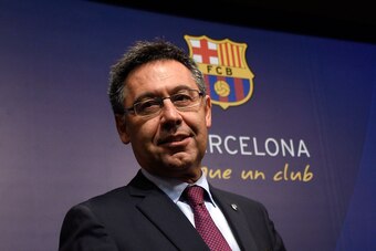 Barcelona's football club president Josep Maria Bartomeu looks-on during a press conference on May 29, 2017 at Camp Nou stadium in Barcelona to announce that Spanish coach Ernesto Valverde Ernesto Valverde will be the new coach of team. / AFP PHOTO / LLUI