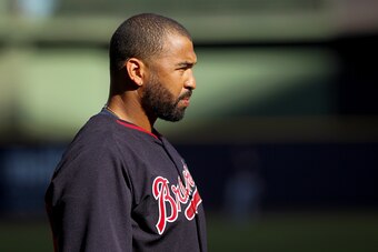 MILWAUKEE, WI - AUGUST 8:  Matt Kemp #27 of the Atlanta Braves takes batting practice before the game against the Milwaukee Brewers at Miller Park on August 8, 2016 in Milwaukee, Wisconsin. (Photo by Dylan Buell/Getty Images)