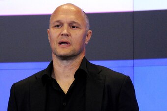 NEW YORK, NY - OCTOBER 31:  Bjorn Rebney, founder, chairman and CEO for Bellator Fighting Championships rings the closing bell at NASDAQ MarketSite on October 31, 2013 in New York City.  (Photo by Ben Gabbe/Getty Images)