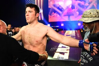 INGLEWOOD, CA - JANUARY 21:  Chael Sonnen is is checked before he enters the cage for his Bellator MMA light heavyweight fight against Tito Ortiz  (not pictured) at The Forum on January 21, 2017 in Inglewood, California.  (Photo by Jayne Kamin-Oncea/Getty