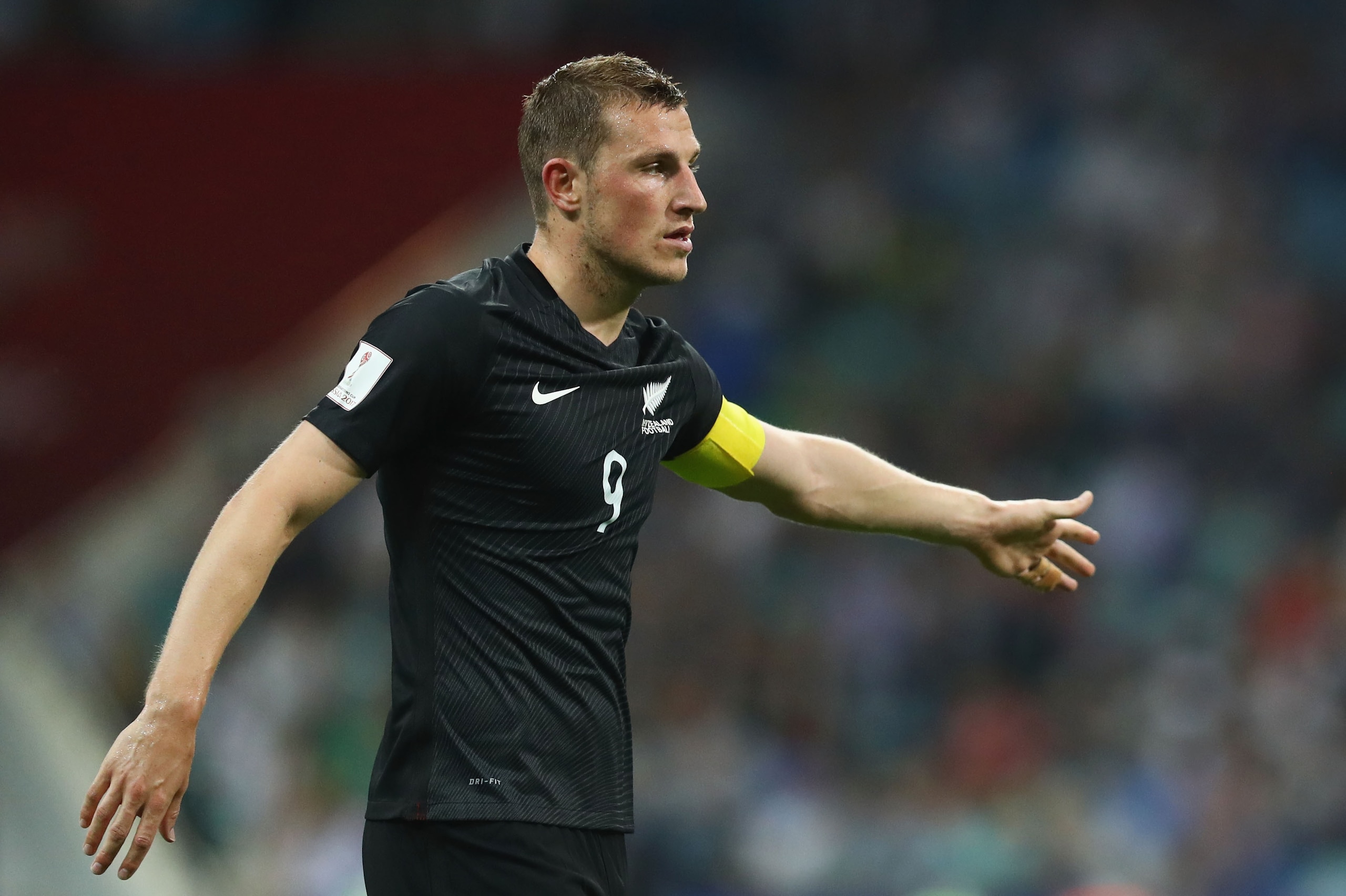 SOCHI, RUSSIA - JUNE 21: Chris Wood of New Zealand reacts during the FIFA Confederations Cup Russia 2017 Group A match between Mexico and New Zealand at Fisht Olympic Stadium on June 21, 2017 in Sochi, Russia.  (Photo by Dean Mouhtaropoulos/Getty Images)