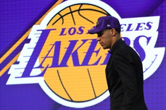 NEW YORK, NY - JUNE 22:  Lonzo Ball walks on stage  after being drafted second overall by the Los Angeles Lakers during the first round of the 2017 NBA Draft at Barclays Center on June 22, 2017 in New York City. NOTE TO USER: User expressly acknowledges a