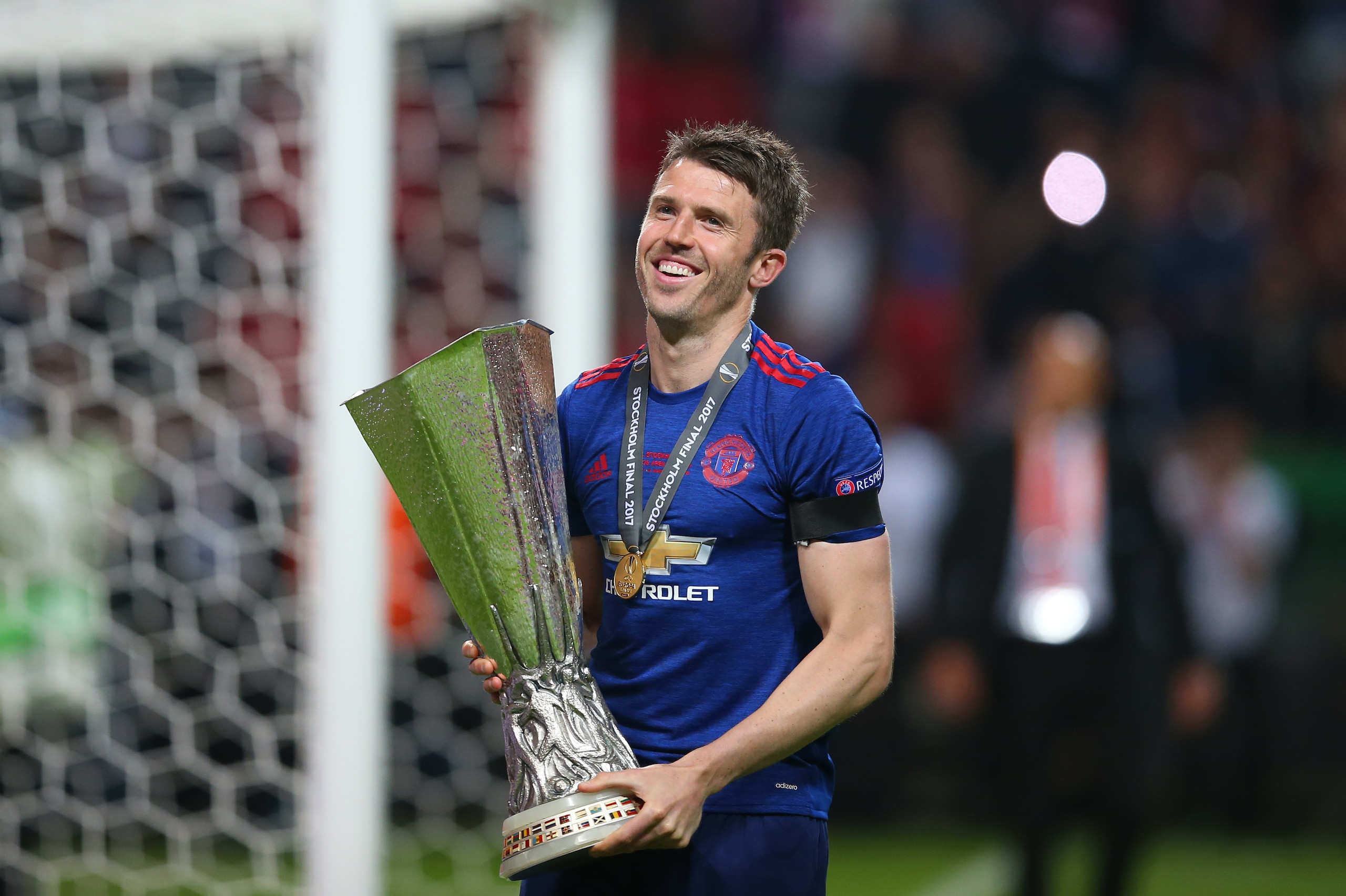 STOCKHOLM, SWEDEN - MAY 24:  Michael Carrick of Manchester United celebrates with the trophy during the UEFA Europa League Final match between Ajax and Manchester United at Friends Arena on May 24, 2017 in Stockholm, Sweden. (Photo by Catherine Ivill - AM