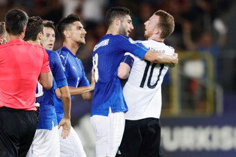 KRAKOW, POLAND - JUNE 24: Alberto Grassi of Italyand +g100+of Germany during the UEFA U21 championship match between Italy and Germany at Krakow Stadium on June 24, 2017 in Krakow, Poland. (Photo by Nils Petter Nilsson/Getty Images)