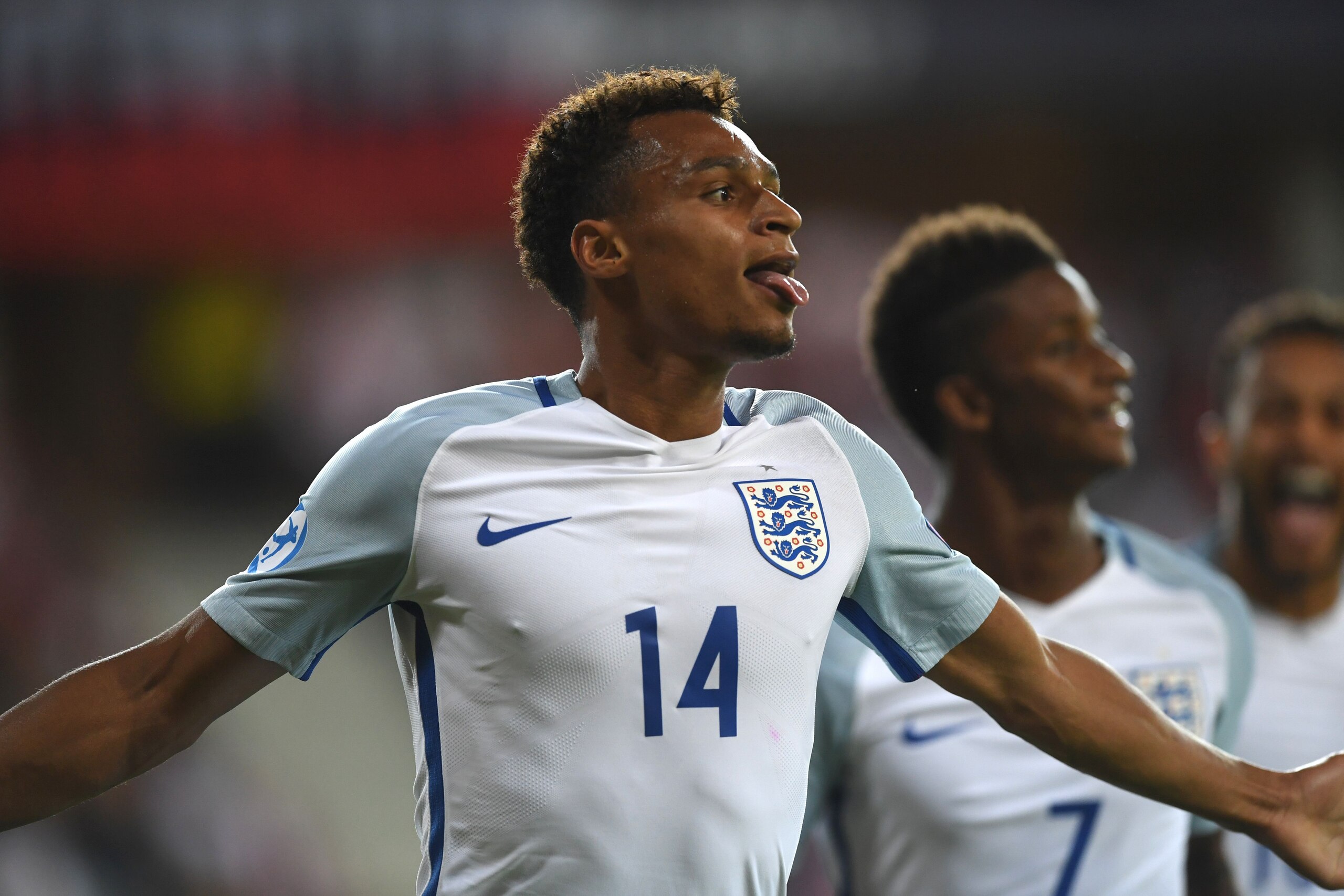 England's forward Jacob Murphy (L) celebrate scoring with his teammate midfielder Demarai Gray during the UEFA U-21 European Championship Group A football match England v Poland in Kielce, Poland on June 22, 2017. / AFP PHOTO / PIOTR NOWAK (Photo c England's forward Jacob Murphy (L) celebrate scoring with his teammate midfielder Demarai Gray during the UEFA U-21 European Championship Group A football match England v Poland in Kielce, Poland on June 22, 2017. / AFP PHOTO / PIOTR NOWAK (Photo c