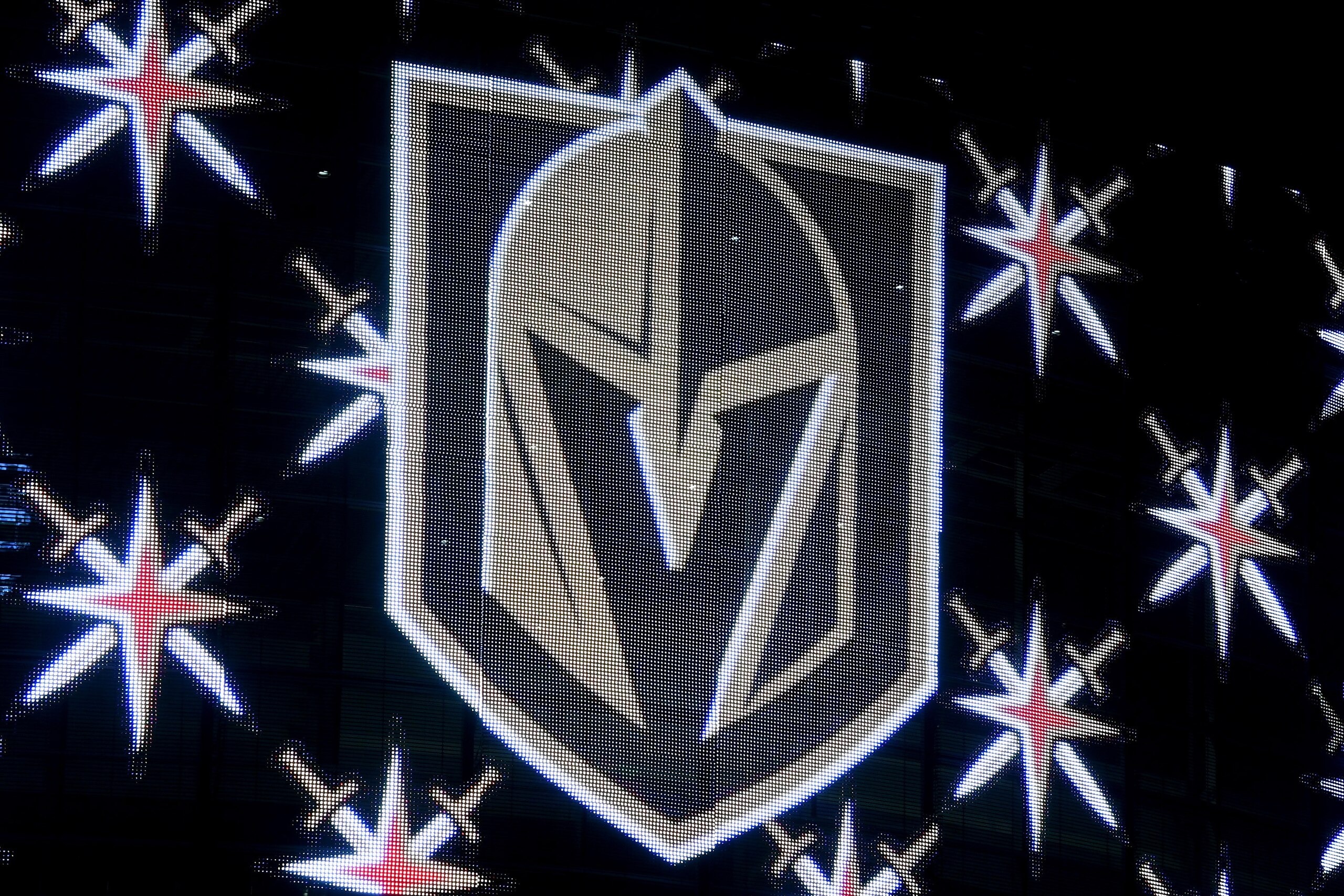 LAS VEGAS, NV - NOVEMBER 22: The team logo for the Vegas Golden Knights is displayed on T-Mobile Arena's video mesh wall after being announced as the name for the Las Vegas NHL franchise at T-Mobile Arena on November 22, 2016 in Las Vegas, Nevada. The te LAS VEGAS, NV - NOVEMBER 22: The team logo for the Vegas Golden Knights is displayed on T-Mobile Arena's video mesh wall after being announced as the name for the Las Vegas NHL franchise at T-Mobile Arena on November 22, 2016 in Las Vegas, Nevada. The te