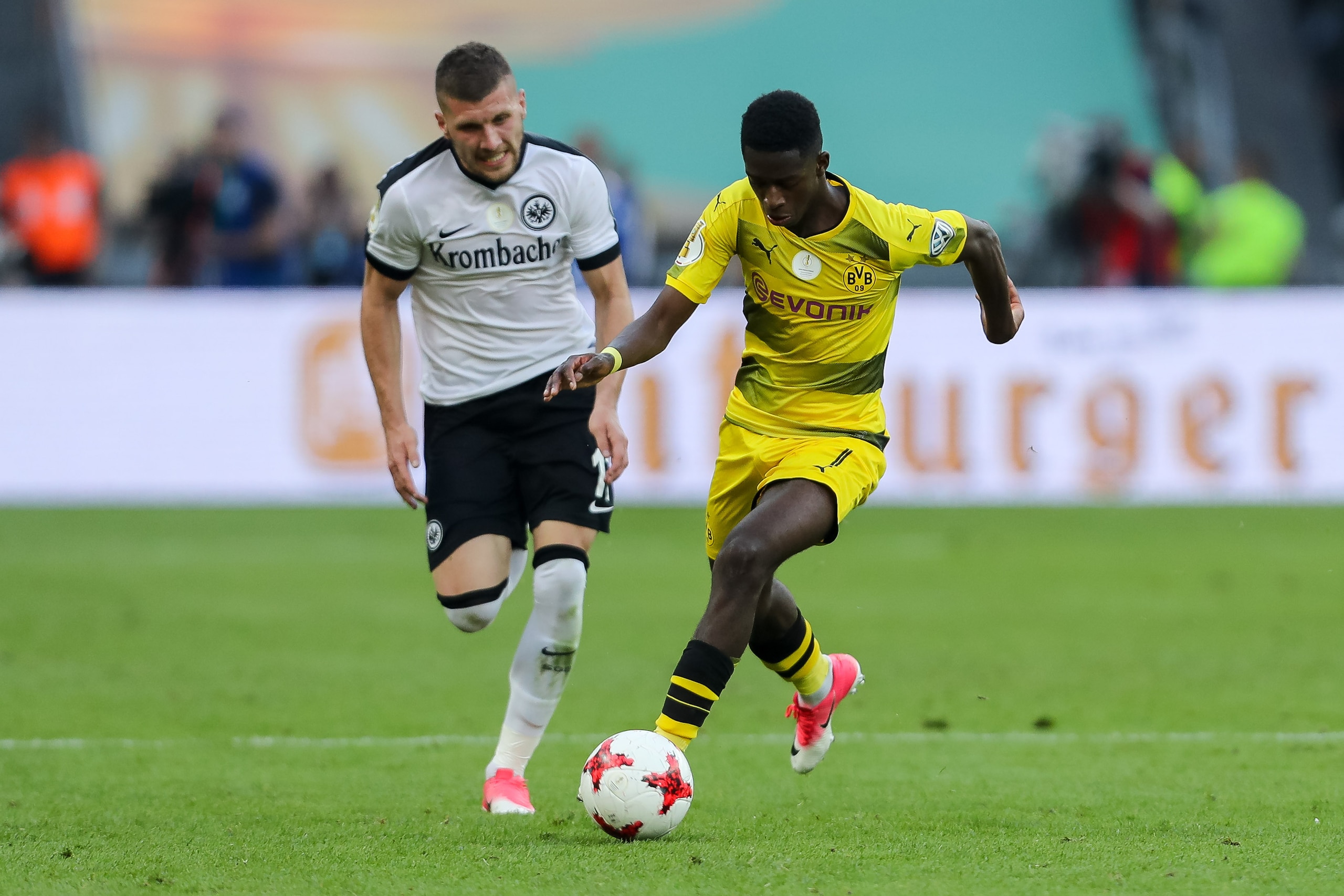 BERLIN, GERMANY - MAY 27: Ousmane Dembele of Dortmund controls the ball during the DFB Cup final match between Eintracht Frankfurt and Borussia Dortmund at Olympiastadion on May 27, 2017 in Berlin, Germany. (Photo by TF-Images/Getty Images)