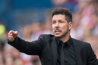 MADRID, SPAIN - MAY 21: Coach Diego Simeone of Atletico de Madrid reacts during the La Liga match between Atletico de Madrid and Athletic de Bilbao at the Estadio Vicente Calderon on 21 May 2017 in Madrid, Spain. (Photo by Power Sport Images/Getty Images)