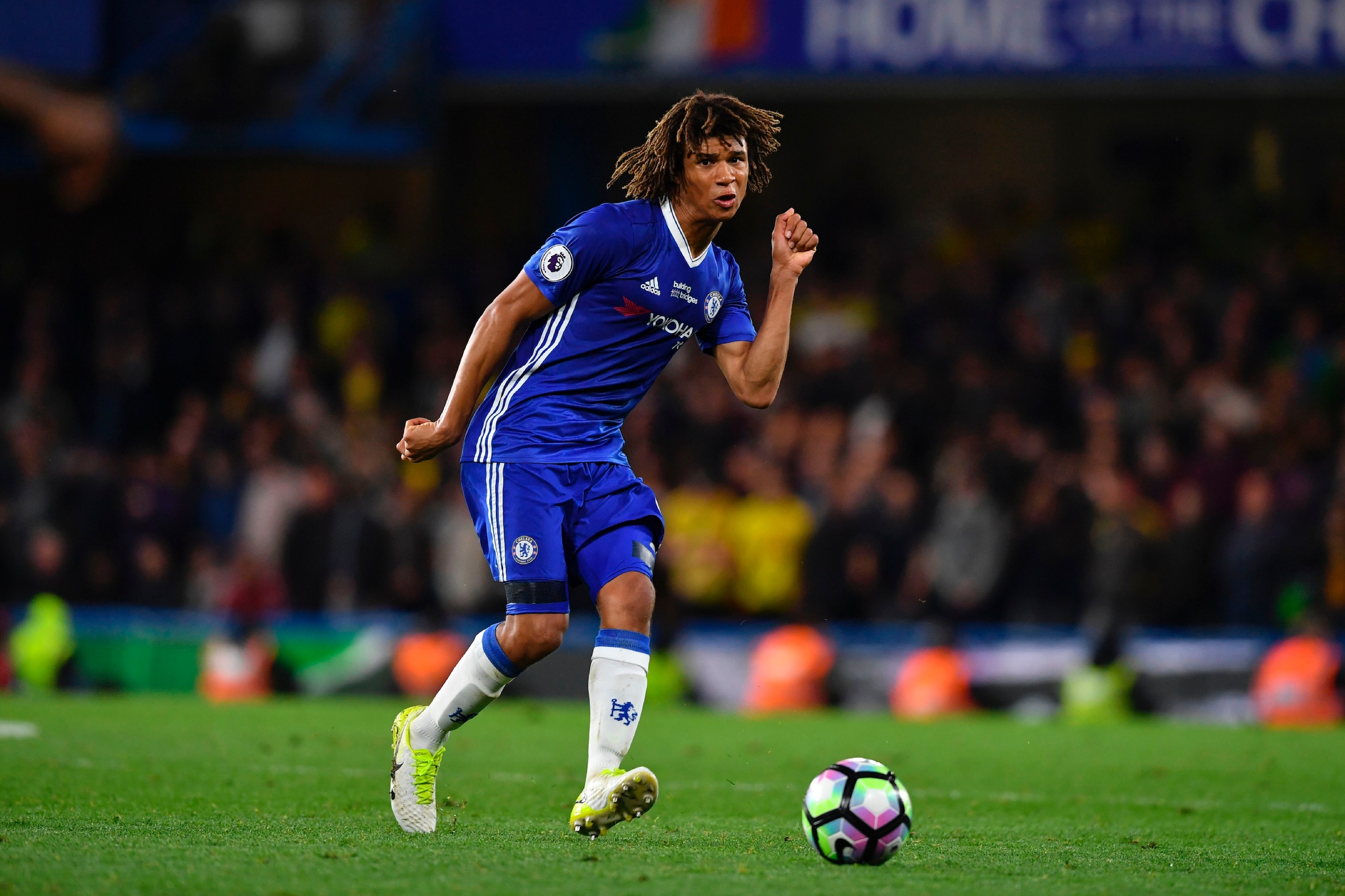 Chelsea's Dutch defender Nathan Ake plays the ball during the English Premier League football match between Chelsea and Watford at Stamford Bridge in London on May 15, 2017. / AFP PHOTO / Ben STANSALL / RESTRICTED TO EDITORIAL USE. No use with unauthorize Chelsea's Dutch defender Nathan Ake plays the ball during the English Premier League football match between Chelsea and Watford at Stamford Bridge in London on May 15, 2017. / AFP PHOTO / Ben STANSALL / RESTRICTED TO EDITORIAL USE. No use with unauthorize
