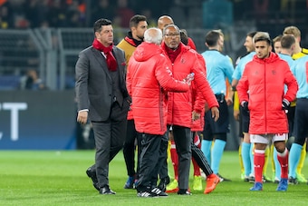 DORTMUND, GERMANY - MARCH 08: Coach Rui Vitoria of Benfica looks dejected after the UEFA Champions League Round of 16: Second Leg match between Borussia Dortmund and SL Benfica at Signal Iduna Park on March 08, 2017 in Dortmund, Germany. (Photo by TF-Imag