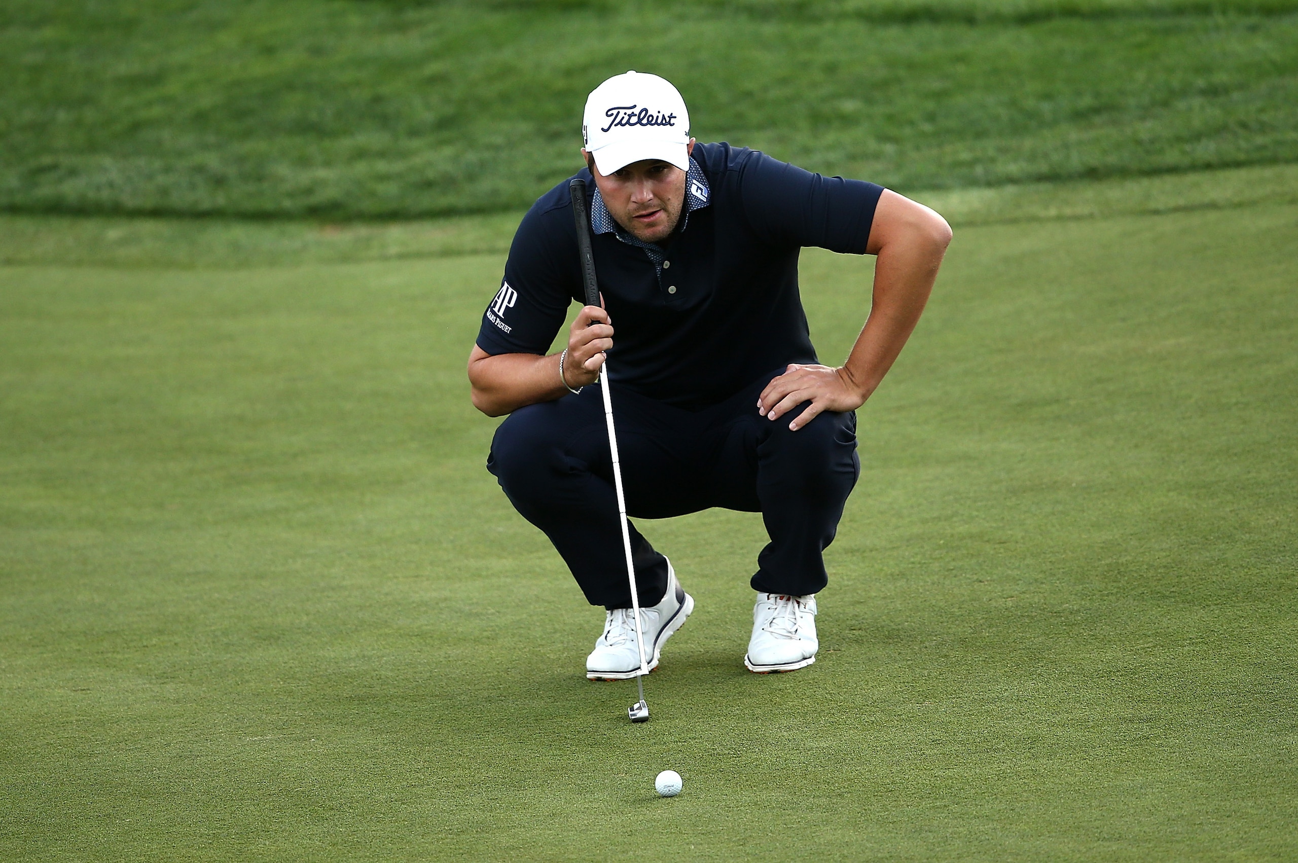 PARIS, FRANCE - JUNE 30:  Peter Uihlein of United States of America lines up his putt on the 16th hole during the second round of the HNA Open de France at Le Golf National on June 30, 2017 in Paris, France.  (Photo by Jan Kruger/Getty Images)