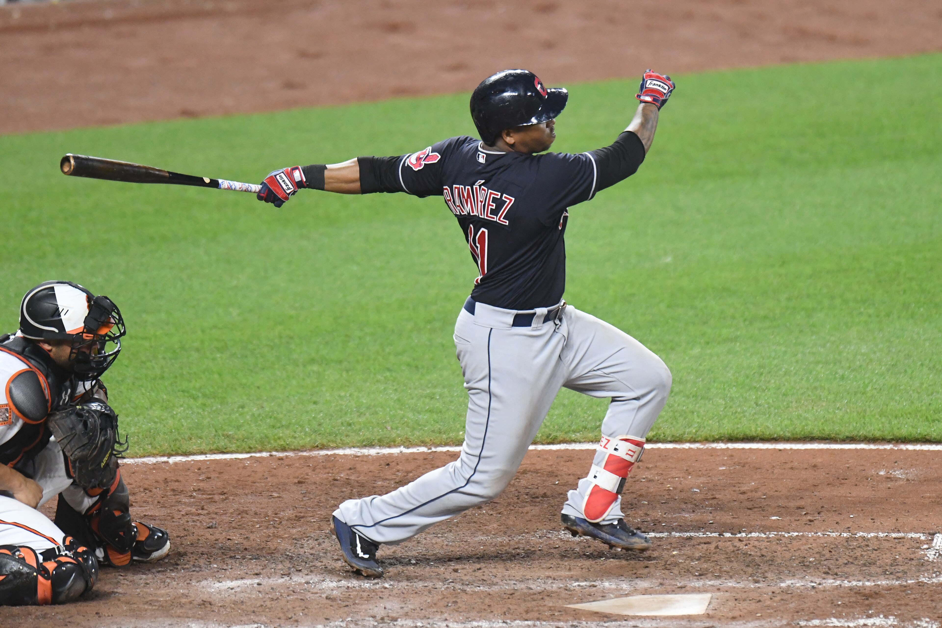BALTIMORE, MD - JUNE 22: Jose Ramirez #11 of the Cleveland Indians takes a swing during a baseball game against the Baltimore Orioles at Oriole Park at Camden Yards on June 22, 2017 in Baltimore, Maryland. The Indians won 6-3. (Photo by Mitchell Layton BALTIMORE, MD - JUNE 22: Jose Ramirez #11 of the Cleveland Indians takes a swing during a baseball game against the Baltimore Orioles at Oriole Park at Camden Yards on June 22, 2017 in Baltimore, Maryland. The Indians won 6-3. (Photo by Mitchell Layton