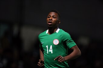 BARNET, ENGLAND - MARCH 23: Kelechi Iheanacho of Nigeria during the International Friendly match between Nigeria and Senegal at The Hive on March 23, 2017 in Barnet, England. (Photo by Catherine Ivill - AMA/Getty Images)