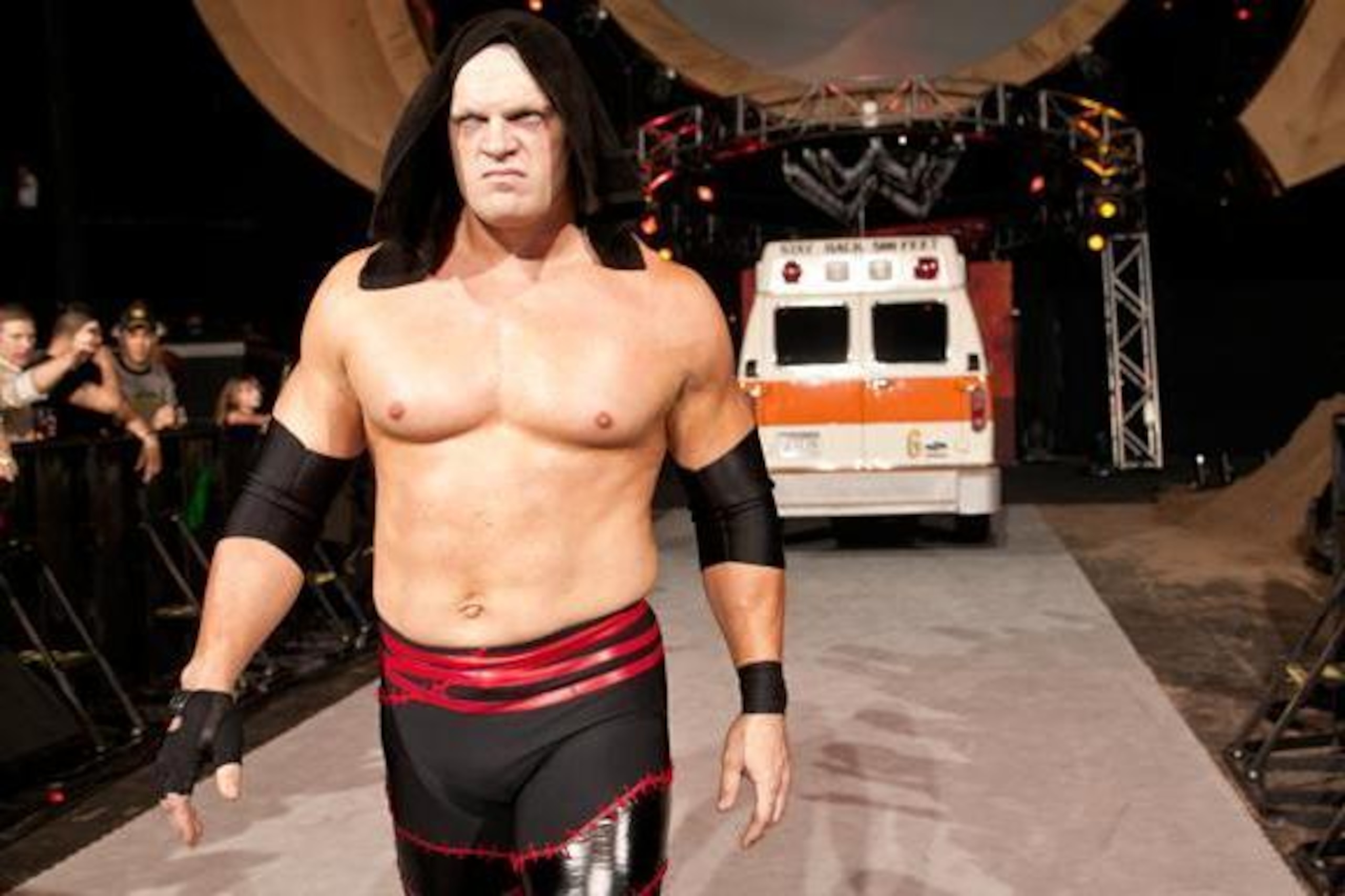 Kane enters the ring for WWE's first Ambulance match.