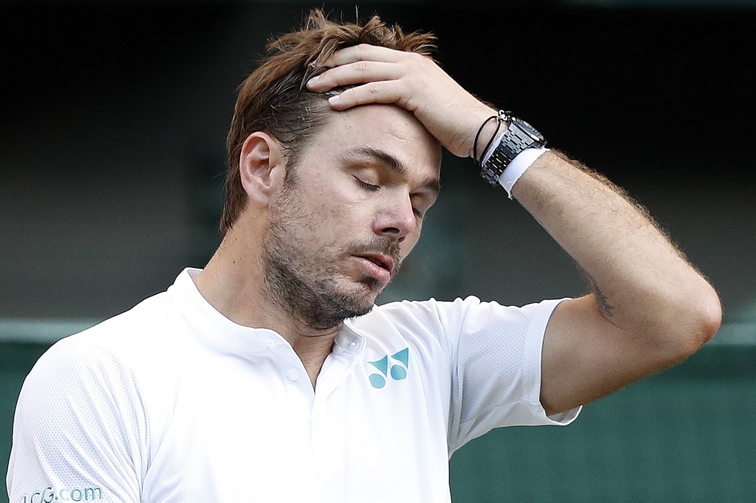 Switzerland's Stan Wawrinka reacts against Russia's Daniil Medvedev during their men's singles first round match on the first day of the 2017 Wimbledon Championships at The All England Lawn Tennis Club in Wimbledon, southwest London, on July 3, 2017.
Medv Switzerland's Stan Wawrinka reacts against Russia's Daniil Medvedev during their men's singles first round match on the first day of the 2017 Wimbledon Championships at The All England Lawn Tennis Club in Wimbledon, southwest London, on July 3, 2017.
Medv