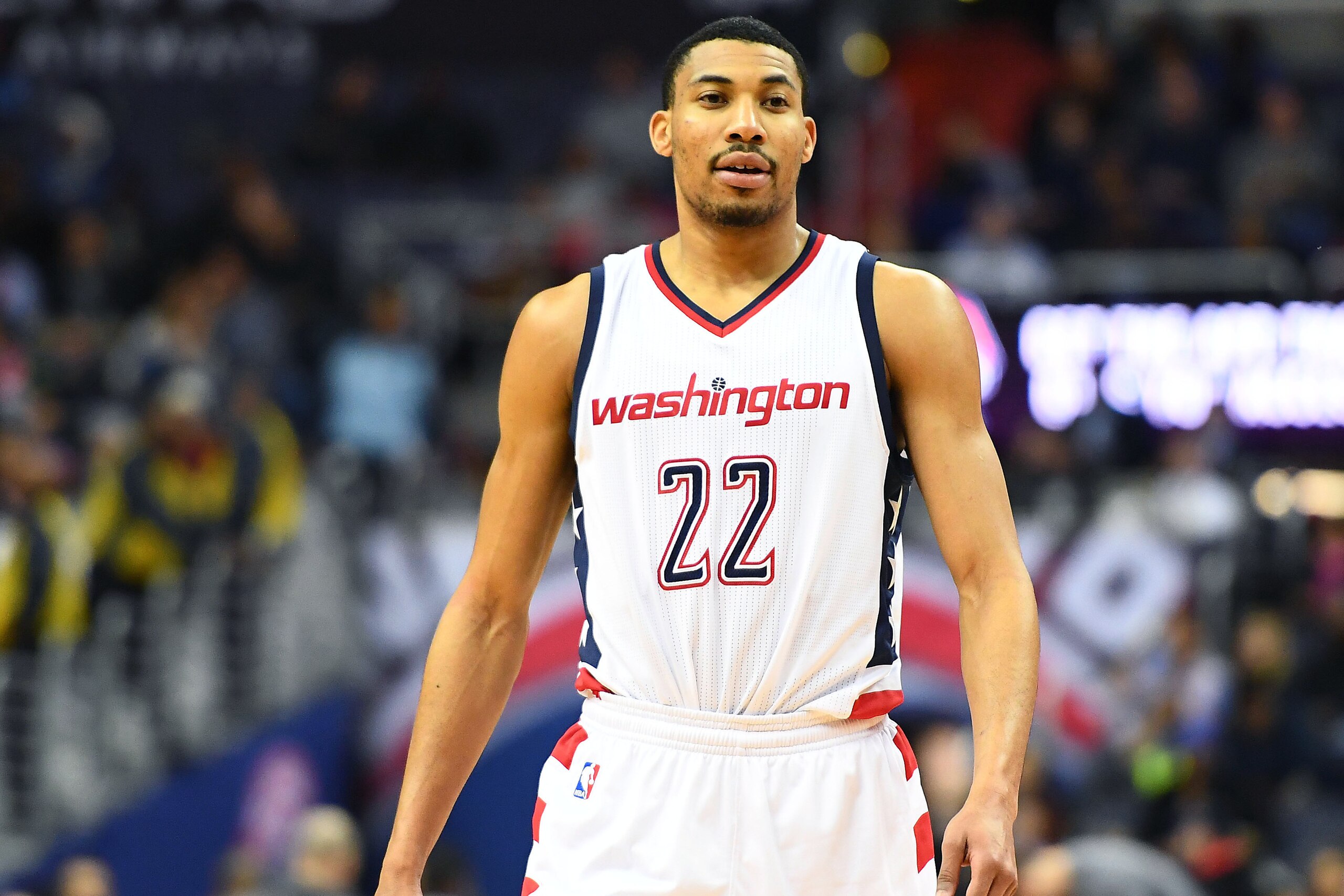 Mar 15, 2017; Washington, DC, USA; Washington Wizards forward Otto Porter Jr. (22) on the court against the Dallas Mavericks during the second half at Verizon Center. The Dallas Mavericks won 112 - 107. Mandatory Credit: Brad Mills-USA TODAY Sports Mar 15, 2017; Washington, DC, USA; Washington Wizards forward Otto Porter Jr. (22) on the court against the Dallas Mavericks during the second half at Verizon Center. The Dallas Mavericks won 112 - 107. Mandatory Credit: Brad Mills-USA TODAY Sports