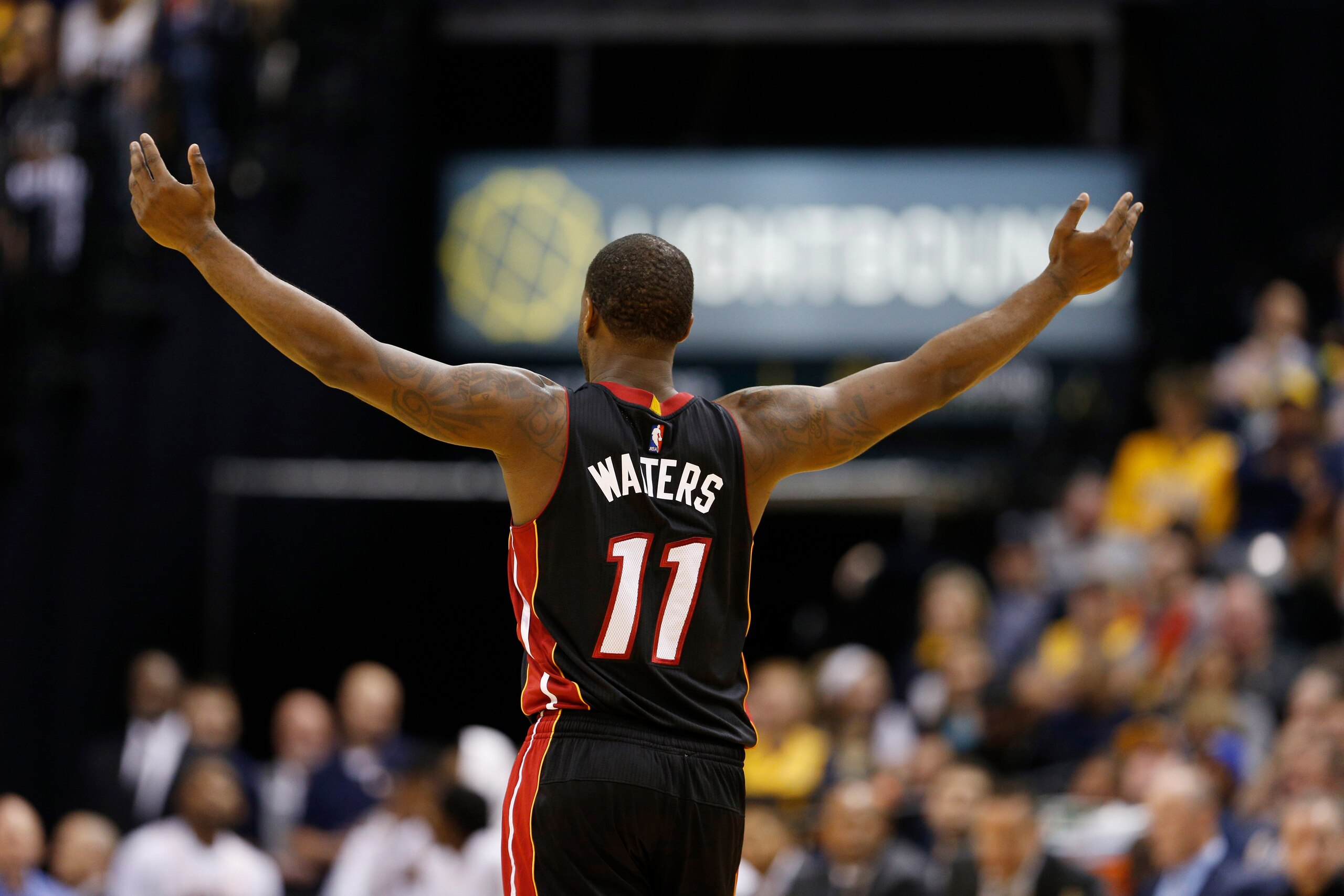 Mar 12, 2017; Indianapolis, IN, USA; Miami Heat guard Dion Waiters (11) reacts after Miami scores a basket against the Indiana Pacers at Bankers Life Fieldhouse. Indiana defeats Miami 102-98. Mandatory Credit: Brian Spurlock-USA TODAY Sports Mar 12, 2017; Indianapolis, IN, USA; Miami Heat guard Dion Waiters (11) reacts after Miami scores a basket against the Indiana Pacers at Bankers Life Fieldhouse. Indiana defeats Miami 102-98. Mandatory Credit: Brian Spurlock-USA TODAY Sports
