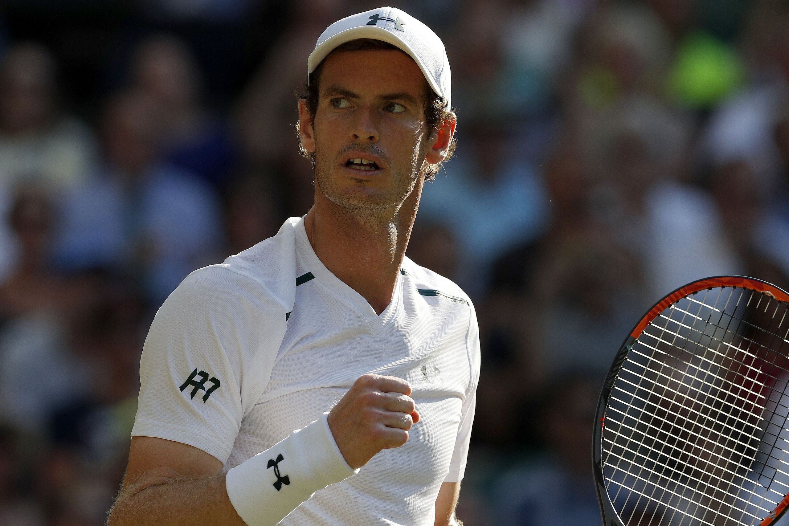 Britain's Andy Murray reacts after winning against Germany's Dustin Brown during their men's singles second round match on the third day of the 2017 Wimbledon Championships at The All England Lawn Tennis Club in Wimbledon, southwest London, on July 5, 20 Britain's Andy Murray reacts after winning against Germany's Dustin Brown during their men's singles second round match on the third day of the 2017 Wimbledon Championships at The All England Lawn Tennis Club in Wimbledon, southwest London, on July 5, 20