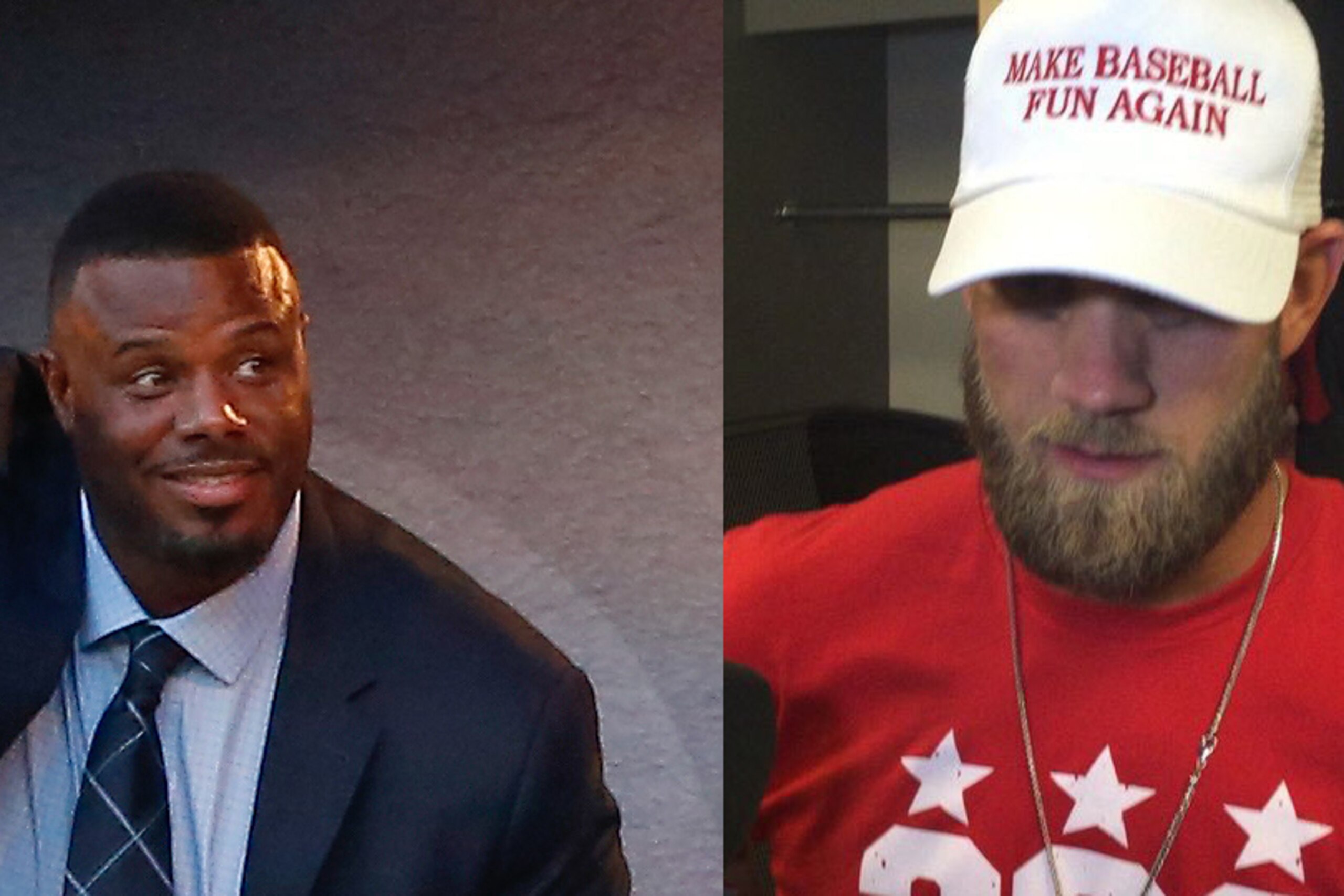 Ken Griffey Jr. tells B/R Mag that MLB "has to do a better job of showing the fun side"; Bryce Harper says "you can't change it—it's America's pastime."