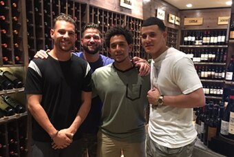 The 305 Boys: Danny Valencia, Yonder Alonso, Jon Jay and Manny Machado.