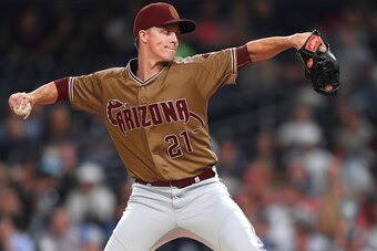 Zack Greinke in a redesigned Diamondbacks uniform.