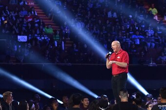 INGLEWOOD, CA - APRIL 07:  Los Angeles Clippers owner Steve Ballmer speaks onstage at WE Day California 2016 at The Forum on April 7, 2016 in Inglewood, California.  (Photo by Mike Windle/Getty Images for WE Day)