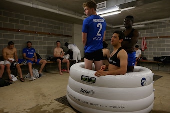 SYDNEY, AUSTRALIA - SEPTEMBER 28:  Players recover in an ice bath during the PS4 Player Pathway Award Camp on September 28, 2016 in Sydney, Australia.  (Photo by Jason McCawley/Getty Images)