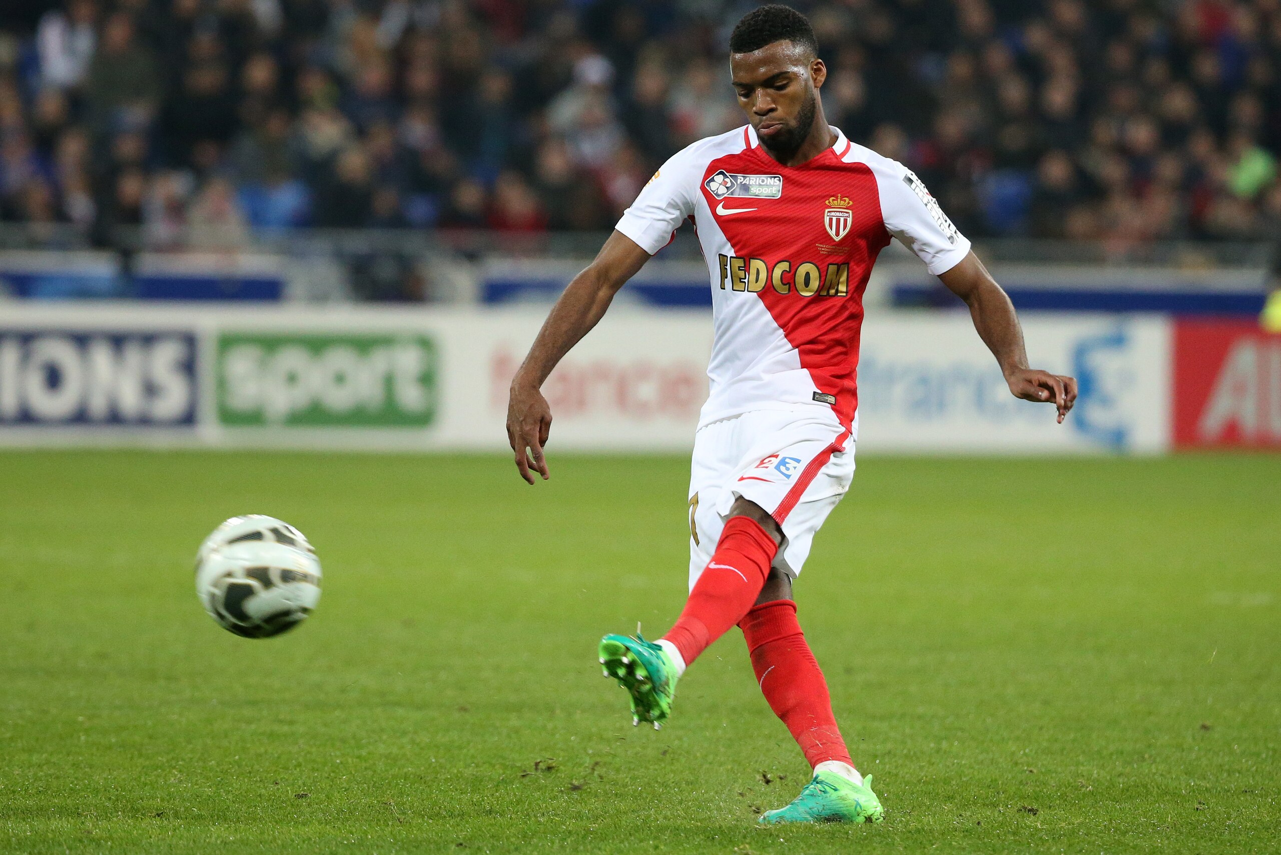 LYON, FRANCE - APRIL 1: Thomas Lemar of Monaco during the French League Cup final (Coupe de la Ligue) between Paris Saint-Germain (PSG) and AS Monaco at Parc OL on April 1, 2017 in Lyon, France. (Photo by Jean Catuffe/Getty Images,)