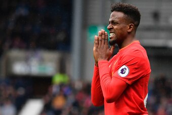 Liverpool's Belgian striker Divock Origi gestures during the English Premier League football match between West Bromwich Albion and Liverpool at The Hawthorns stadium in West Bromwich, central England, on April 16, 2017.
 / AFP PHOTO / Justin TALLIS / RES