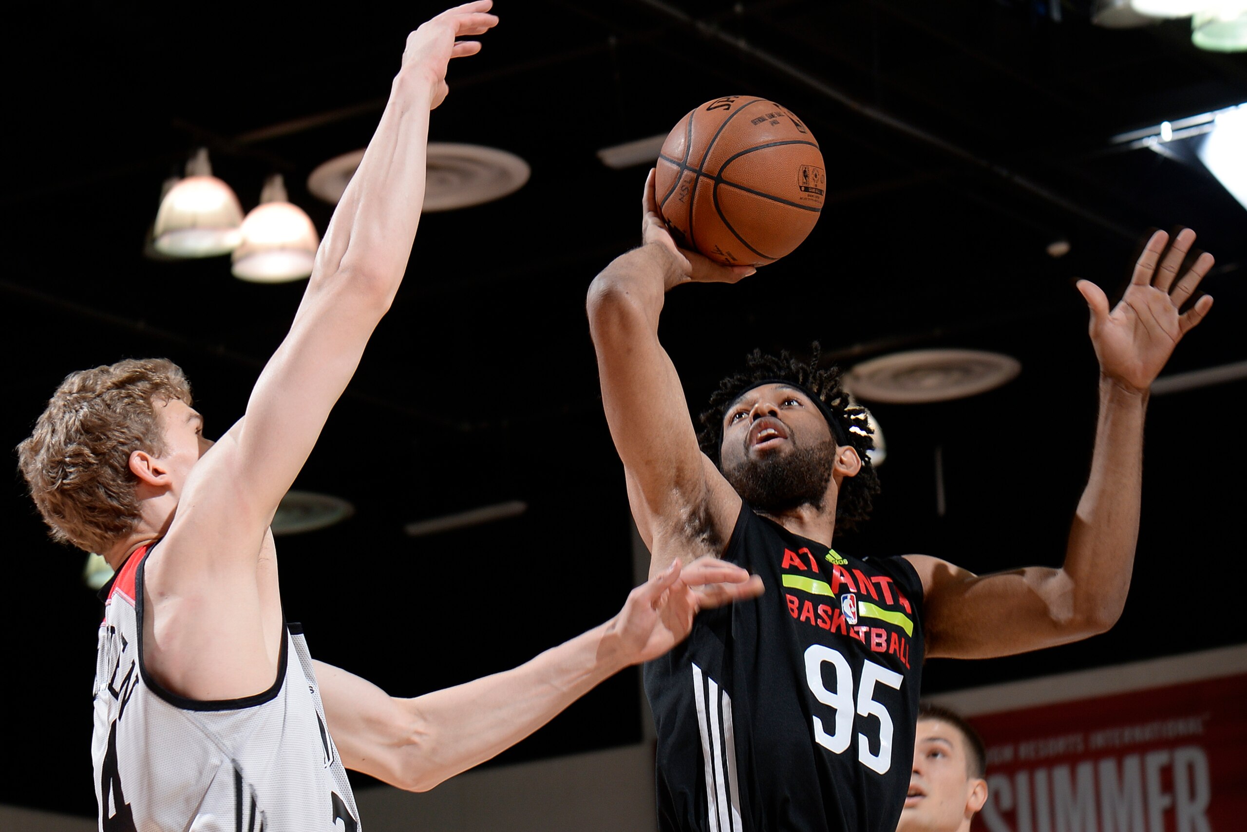 LAS VEGAS, NV - JULY 10: DeAndre' Bembry #95 of the Atlanta Hawks shoots the ball against the Chicago Bulls during the 2017 Las Vegas Summer League on July 10, 2017 at the Cox Pavilion in Las Vegas, Nevada. NOTE TO USER: User expressly acknowledges and ag