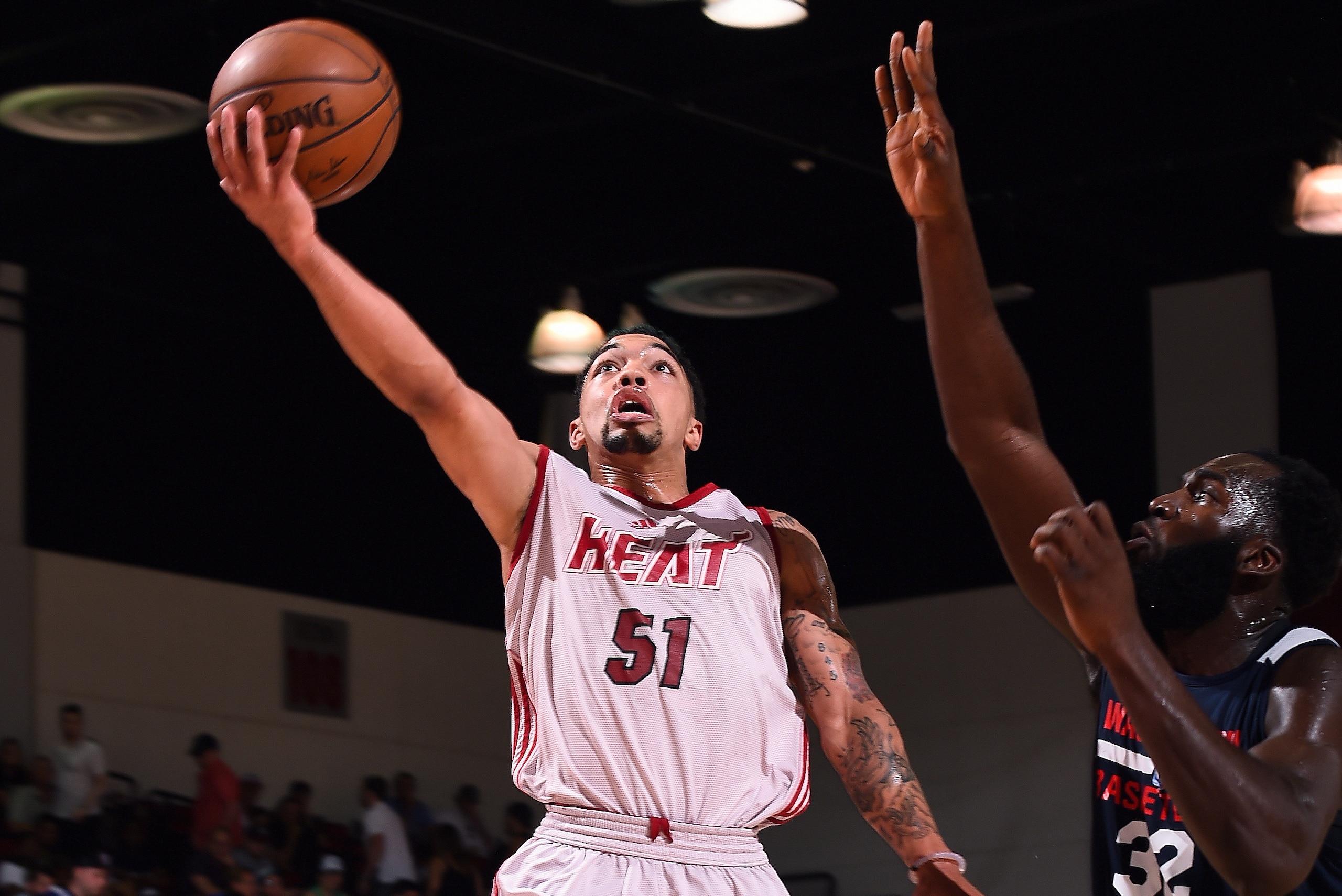 LAS VEGAS, NV - JULY 12: Justin Robinson #51 of the Miami Heat shoots a lay up during the game against the Washington Wizards during the 2017 Las Vegas Summer League on July 12, 2017 at the Cox Pavilion in Las Vegas, Nevada. NOTE TO USER: User expressly a