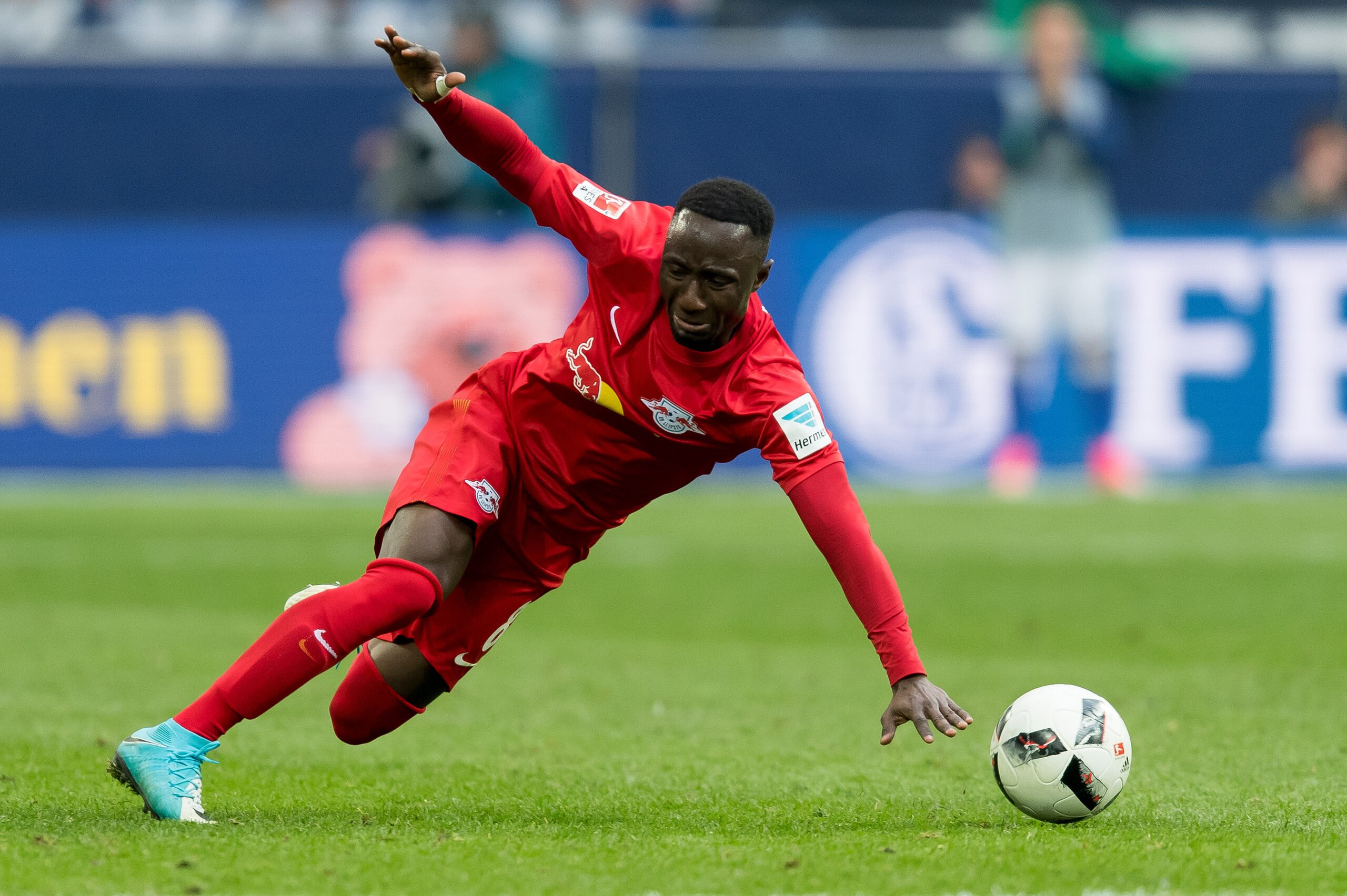 GELSENKIRCHEN, GERMANY - APRIL 23: Naby Deco Keita of Leipzig controls the ball during the Bundesliga match between FC Schalke 04 and RB Leipzig at Veltins-Arena on April 23, 2017 in Gelsenkirchen, Germany. (Photo by TF-Images/Getty Images)