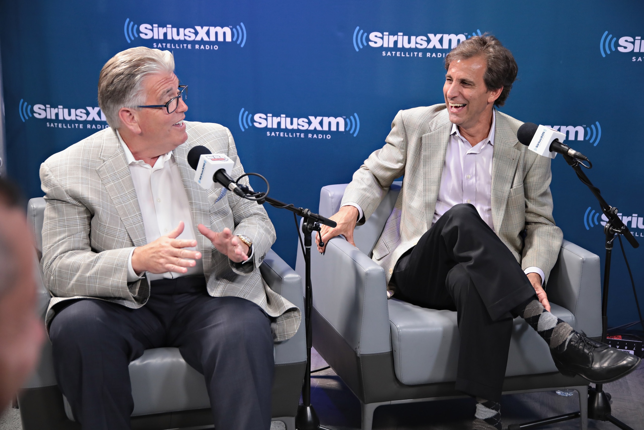 NEW YORK, NY - JULY 06:  Chris Russo (R) and Mike Francesa (L) of 'Mike and the Mad Dog' get together for a SiriusXM Town Hall hosted by Chazz Palminteri at SiriusXM Studios on July 6, 2017 in New York City.  (Photo by Cindy Ord/Getty Images for SiriusXM)