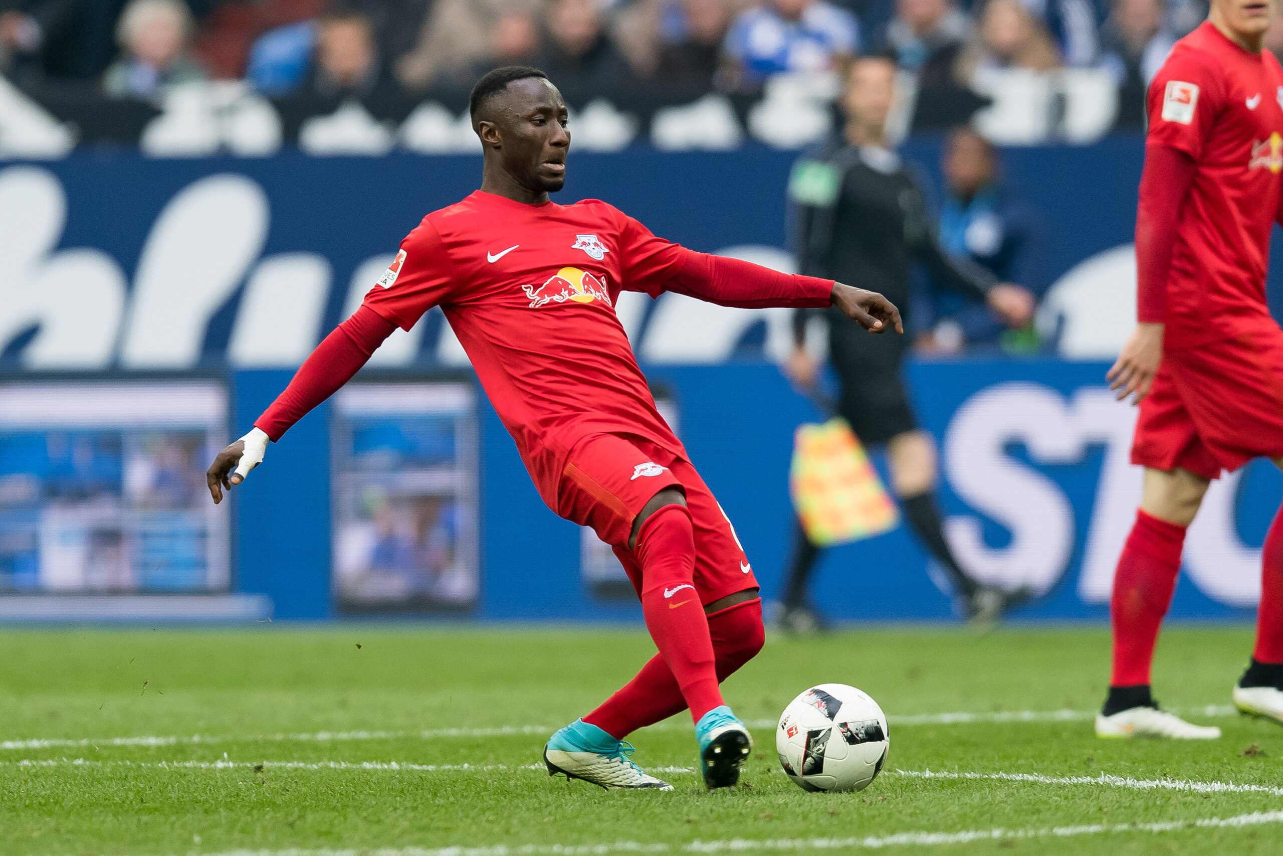 GELSENKIRCHEN, GERMANY - APRIL 23: Naby Deco Keita of Leipzig controls the ball during the Bundesliga match between FC Schalke 04 and RB Leipzig at Veltins-Arena on April 23, 2017 in Gelsenkirchen, Germany. (Photo by TF-Images/Getty Images)