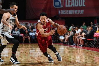 LAS VEGAS, NV - JULY 13: Justin Robinson #51 of the Miami Heat handles the ball against the LA Clippers on July 13, 2017 at the Thomas & Mack Center in Las Vegas, Nevada. NOTE TO USER: User expressly acknowledges and agrees that, by downloading and/or usi
