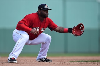 FORT MYERS, FL - MARCH 16:  Pablo Sandoval #48 of the Boston Red Sox anticipates a play during a spring training game against the New York Mets at JetBlue Park at Fenway South on March 16, 2015 in Fort Myers, Florida.  (Photo by Stacy Revere/Getty Images)
