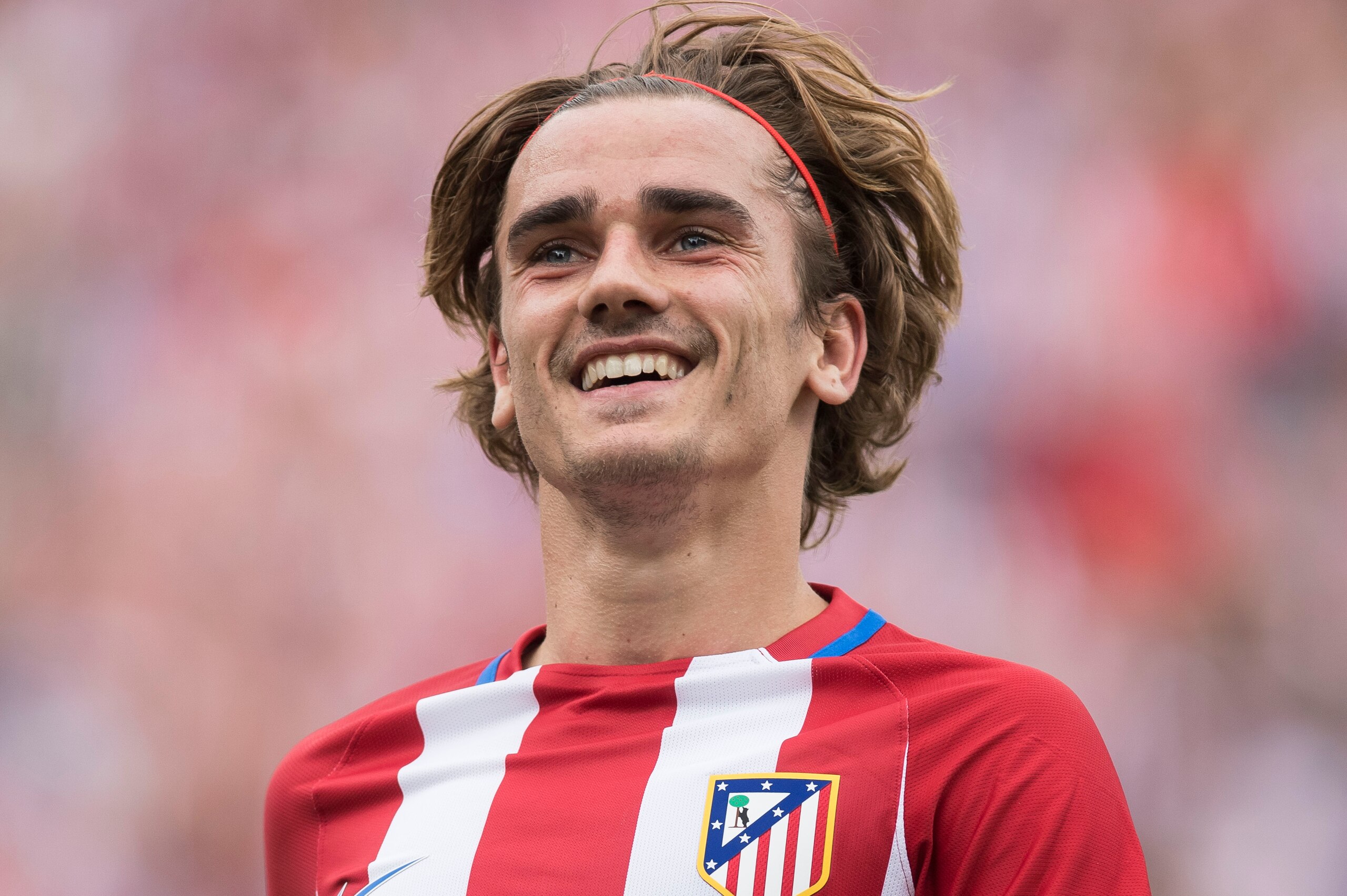 MADRID, SPAIN - MAY 21: Antoine Griezmann of Atletico de Madrid reacts during the La Liga match between Atletico de Madrid and Athletic de Bilbao at the Estadio Vicente Calderon on 21 May 2017 in Madrid, Spain. (Photo by Power Sport Images/Getty Images)