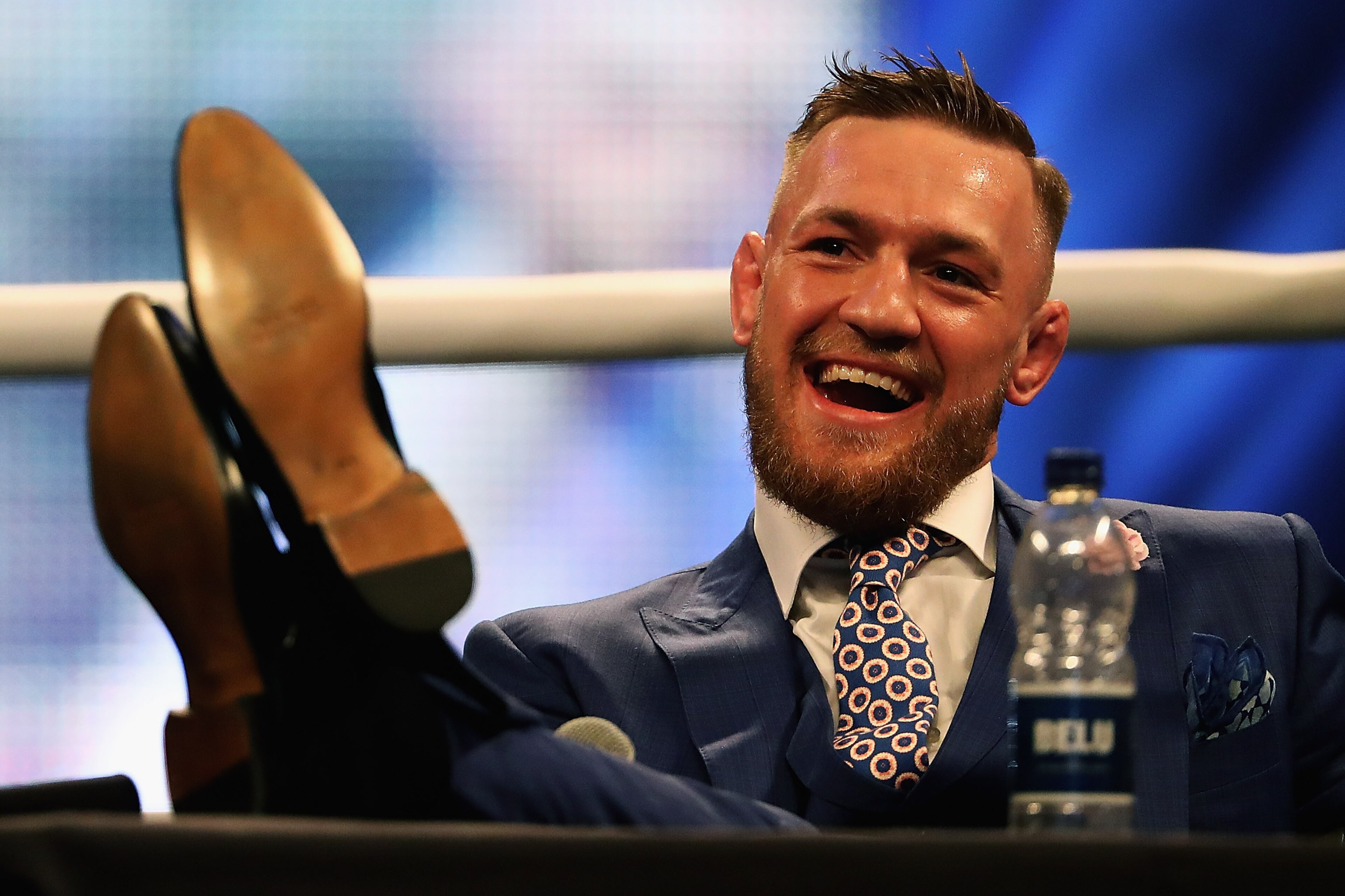 LONDON, ENGLAND - JULY 14:  Conor McGregor looks on during the Floyd Mayweather Jr. v Conor McGregor World Press Tour at SSE Arena on July 14, 2017 in London, England.  (Photo by Matthew Lewis/Getty Images)