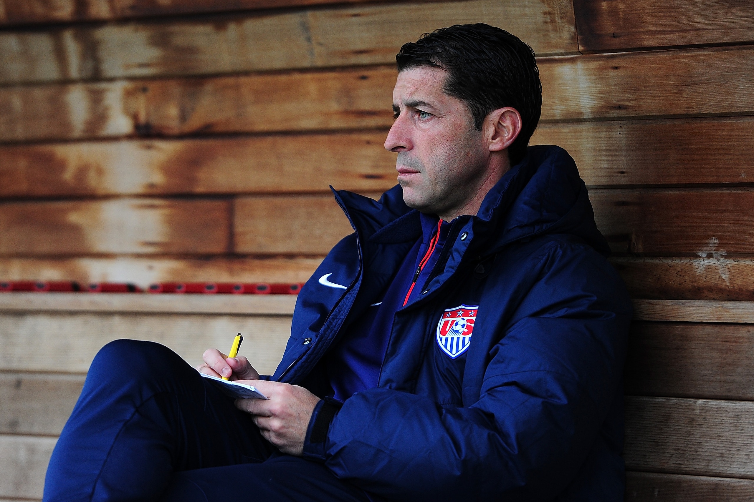 PLYMOUTH, ENGLAND - MARCH 29:  Tab Ramos, Head Coach of USA U20s looks on ahead of the International Friendly match between England U20 and USA U20 at Home Park on March 29, 2015 in Plymouth, England.  (Photo by Dan Mullan/Getty Images)
