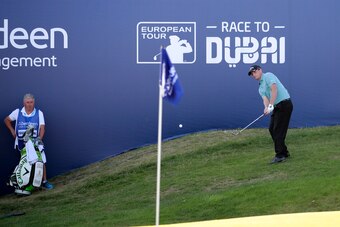 TROON, SCOTLAND - JULY 16:  Callum Shinkwin of England chips to the 18th green during the final round of the AAM Scottish Open at Dundonald Links Golf Course on July 16, 2017 in Troon, Scotland.  (Photo by Gregory Shamus/Getty Images)