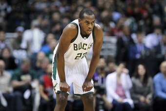 MILWAUKEE, WI - APRIL 27:  Khris Middleton #22 of the Milwaukee Bucks stands on the court in the first quarter in Game Six of the Eastern Conference Quarterfinals against the Toronto Raptors during the 2017 NBA Playoffs at BMO Harris Bradley Center on Apr