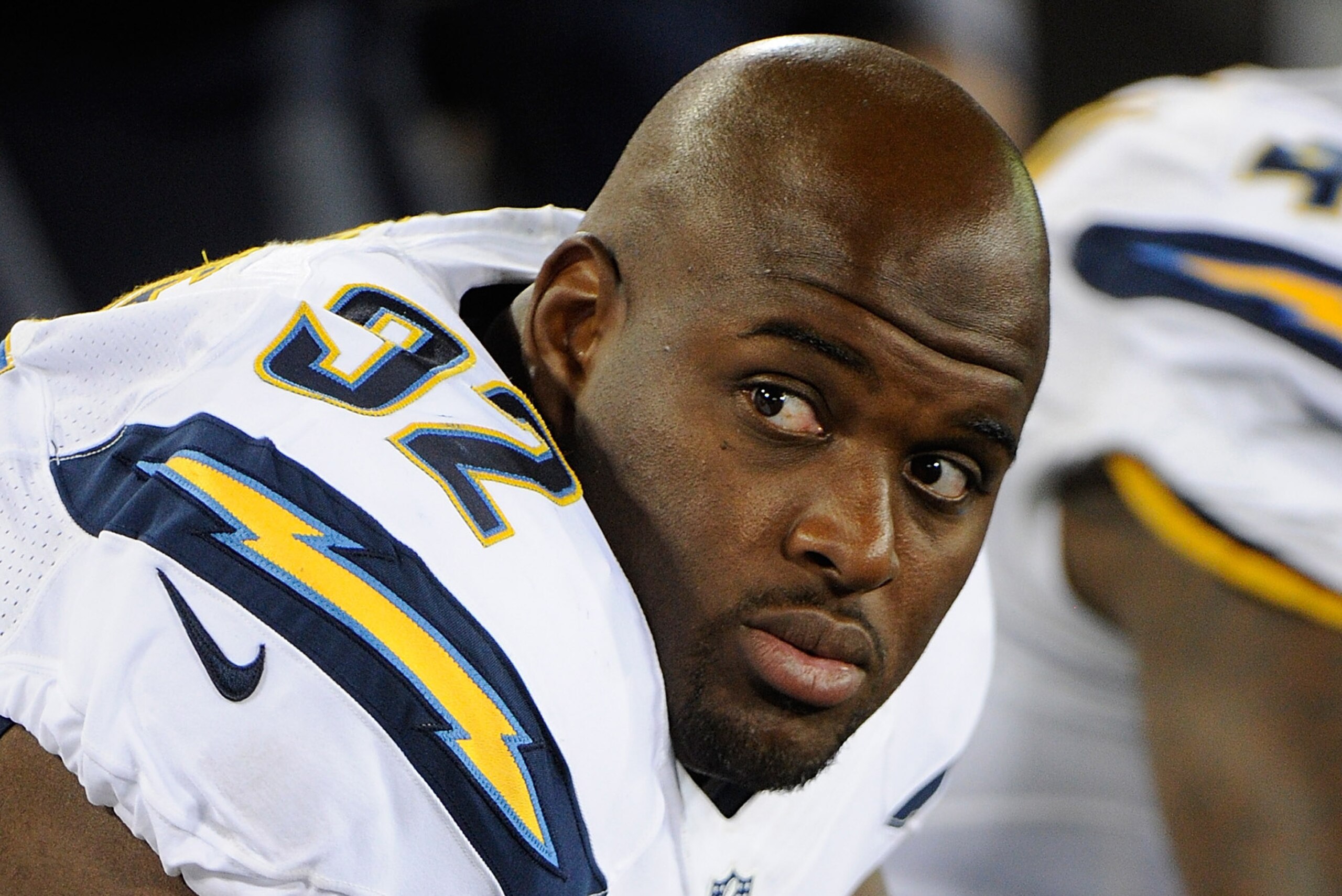 NASHVILLE, TN - AUGUST 13:  Brandon Mebane #92 of the San Diego Chargers watches from the sideline during a game against the Tennessee Titans at Nissan Stadium on August 13, 2016 in Nashville, Tennessee.  (Photo by Frederick Breedon/Getty Images)