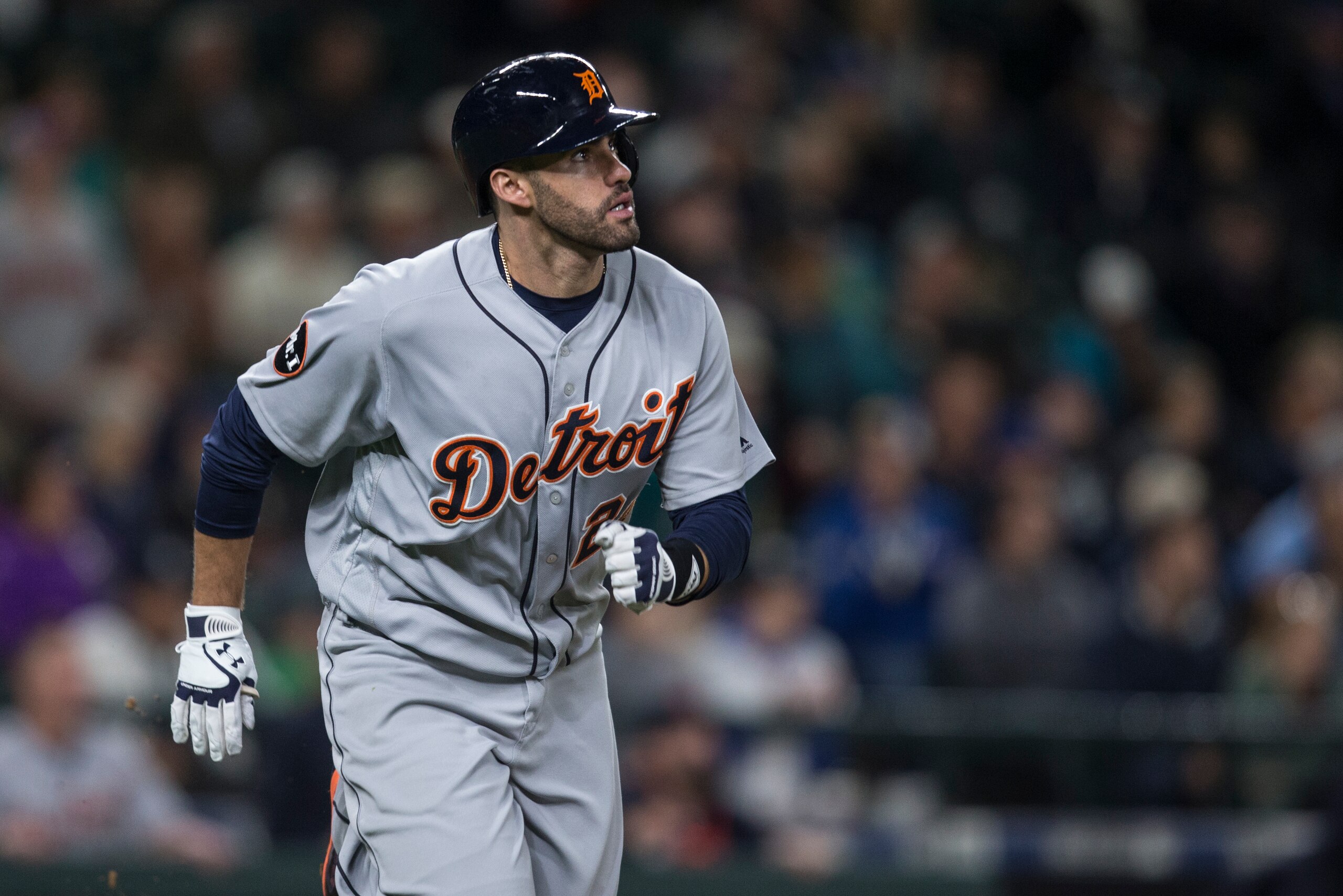 SEATTLE, WA - JUNE 20: J.D. Martinez #28 of the Detroit Tigers rounds the bases after hitting a home run during a game against the Seattle Mariners at Safeco Field on June 20, 2017 in Seattle, Washington. The Mariners won the game 5-4 in ten innings. (Pho